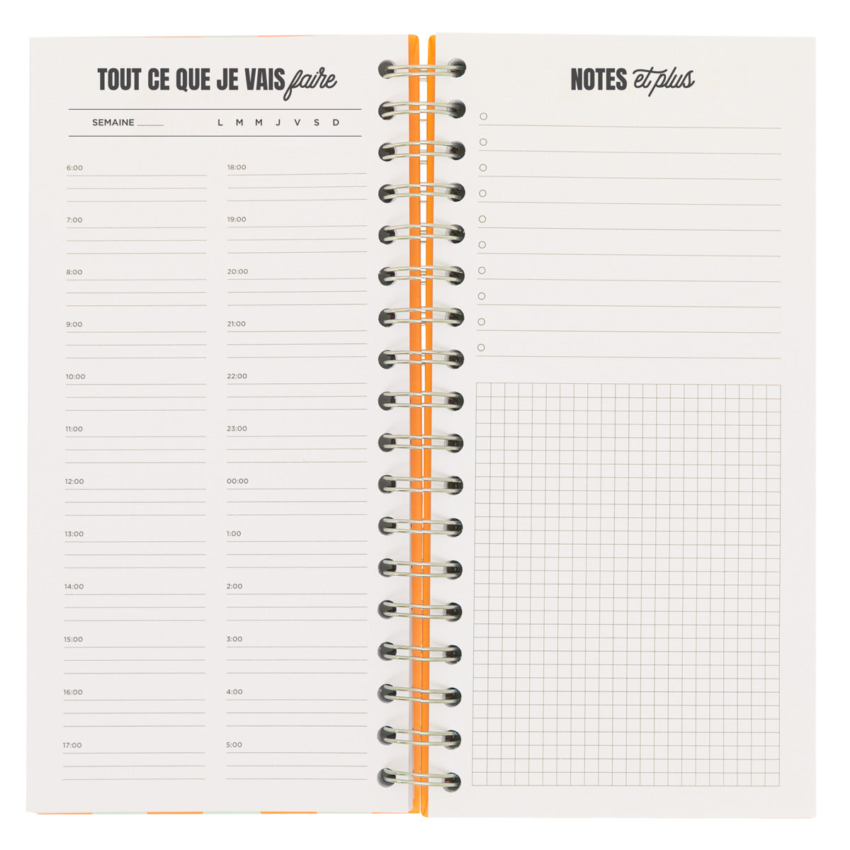 Planning journalier orange - Tant à faire et à vivre 