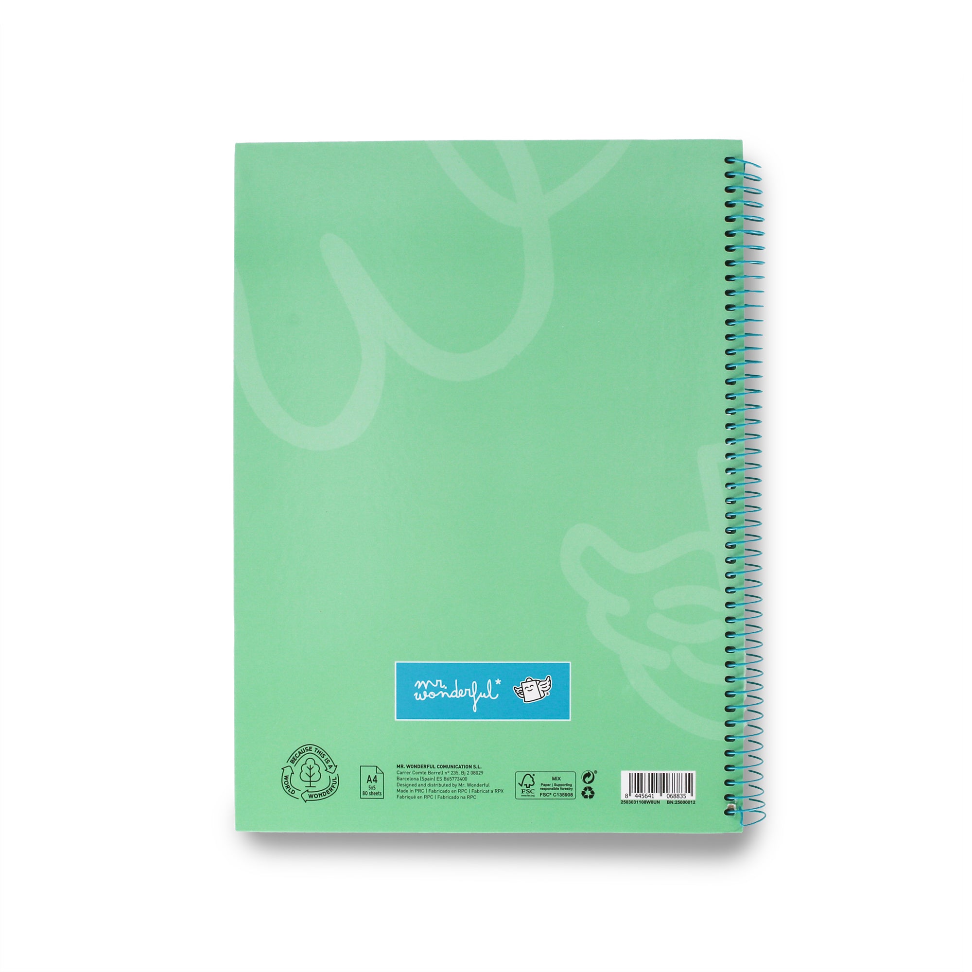 Libreta A4 menta 80 sheets - Grid paper and micro-perforated