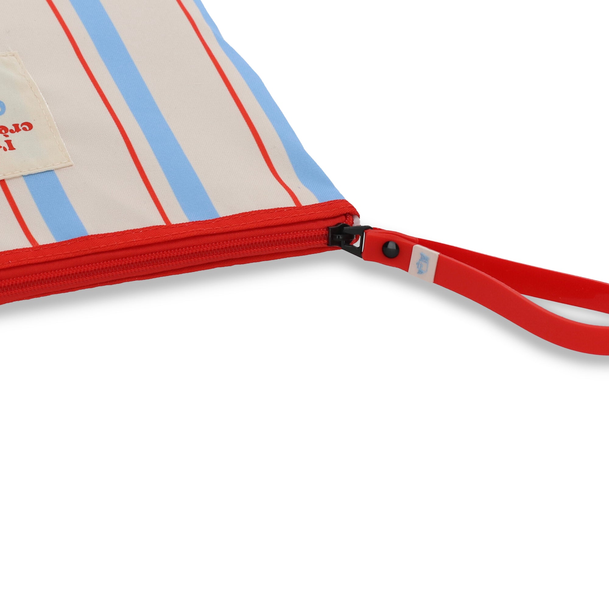 Waterproof toiletries bag blue, red and beige stripes - I'm the crème de la crème