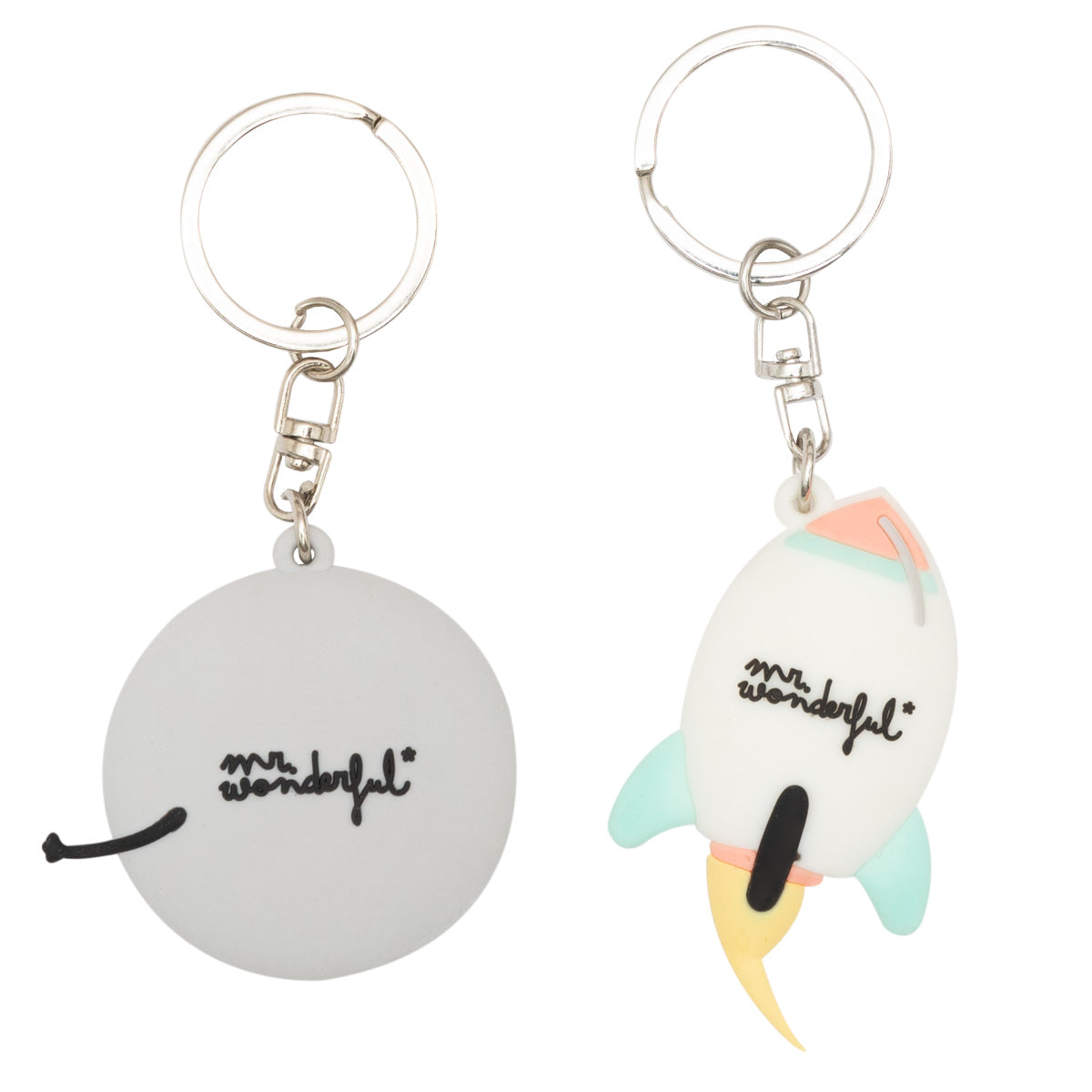 Lot de 2 porte-clés - Planète et fusée 