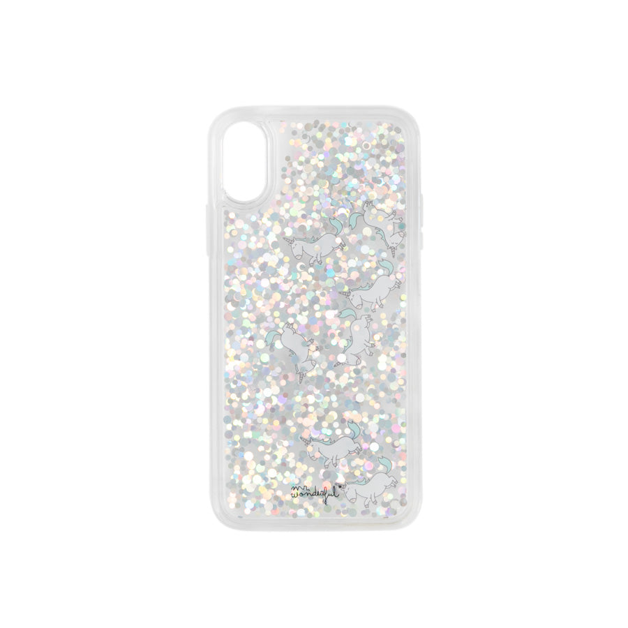 Transparent glitter case for iPhone XS - Unicorns