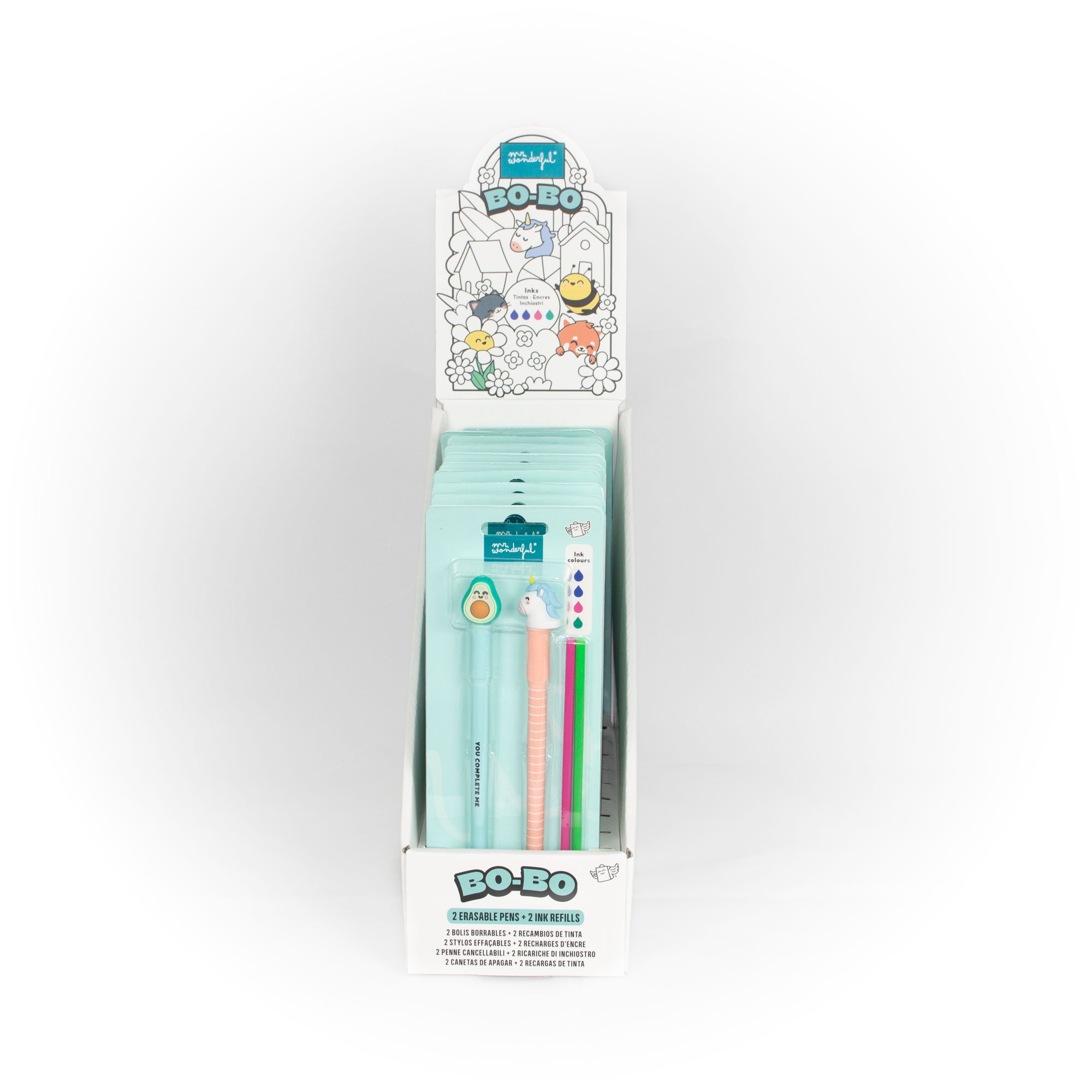 Set de 2 Bolis borrable Bo-Bo + 2 refills - Unicorn and Avocado