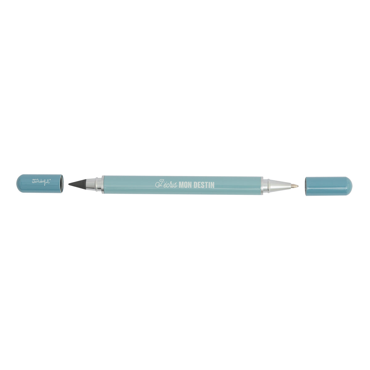 Stylo + crayon infini 2 en 1 bleu - J'écris mon destin