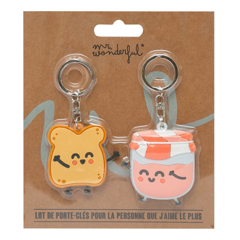Conjunto de 2 porte-clés - Toast et confiture. 