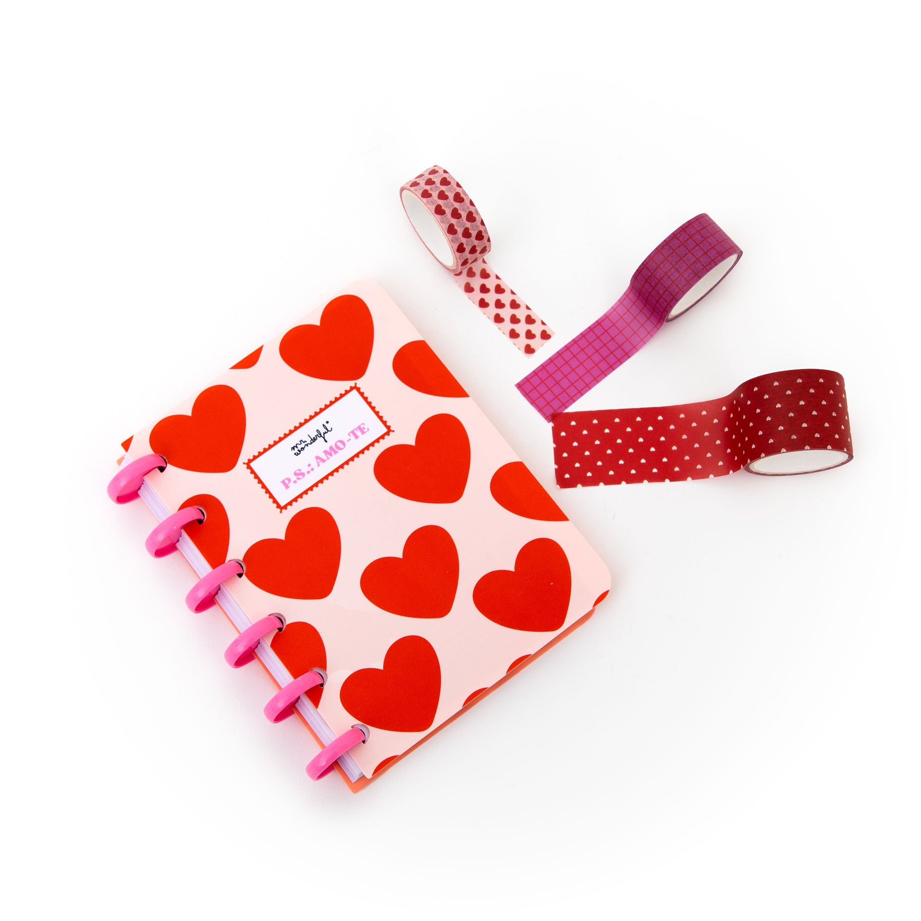 Caderno A6 para deixar mensagens de amor + washi tapes | Mr.Wonderful