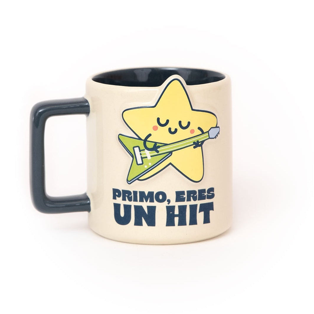 Taza Mr. Wonderful con estrella 3D y mensaje para primos Primo, eres un hit