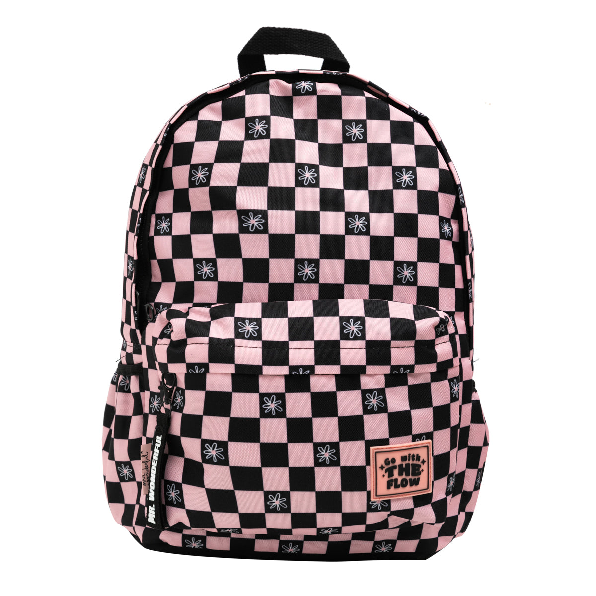 Mochila escolar Mr. Wonderful con mensaje oferta rosa y negro - Go with the flow