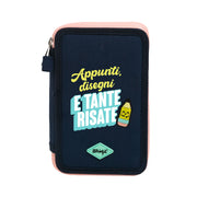 Astuccio completo per la scuola con messaggio Mr. Wonderful e con 3 compartimenti - Appunti, disegni e tante risate
