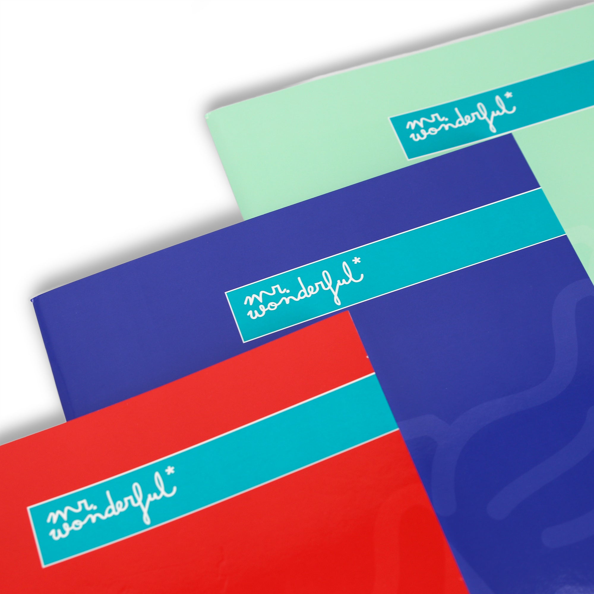 Set of 3 A4 notebooks 80 lined sheets - Red, blue and green