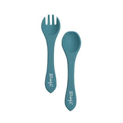 Cubiertos de silicona para bebés Mr. Wonderful azul