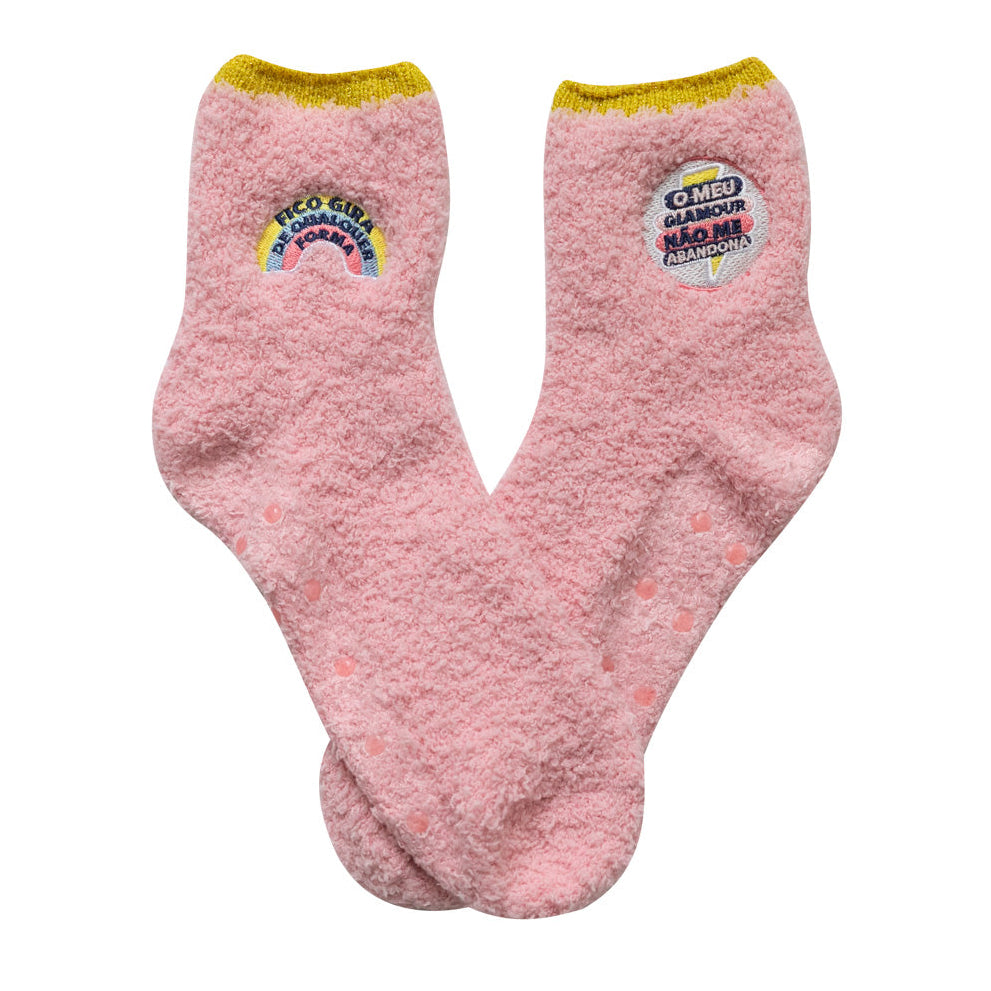 Meias antiderrapantes com mensagem em português Mr. Wonderful tamanho único - O meu glamour não me abandona