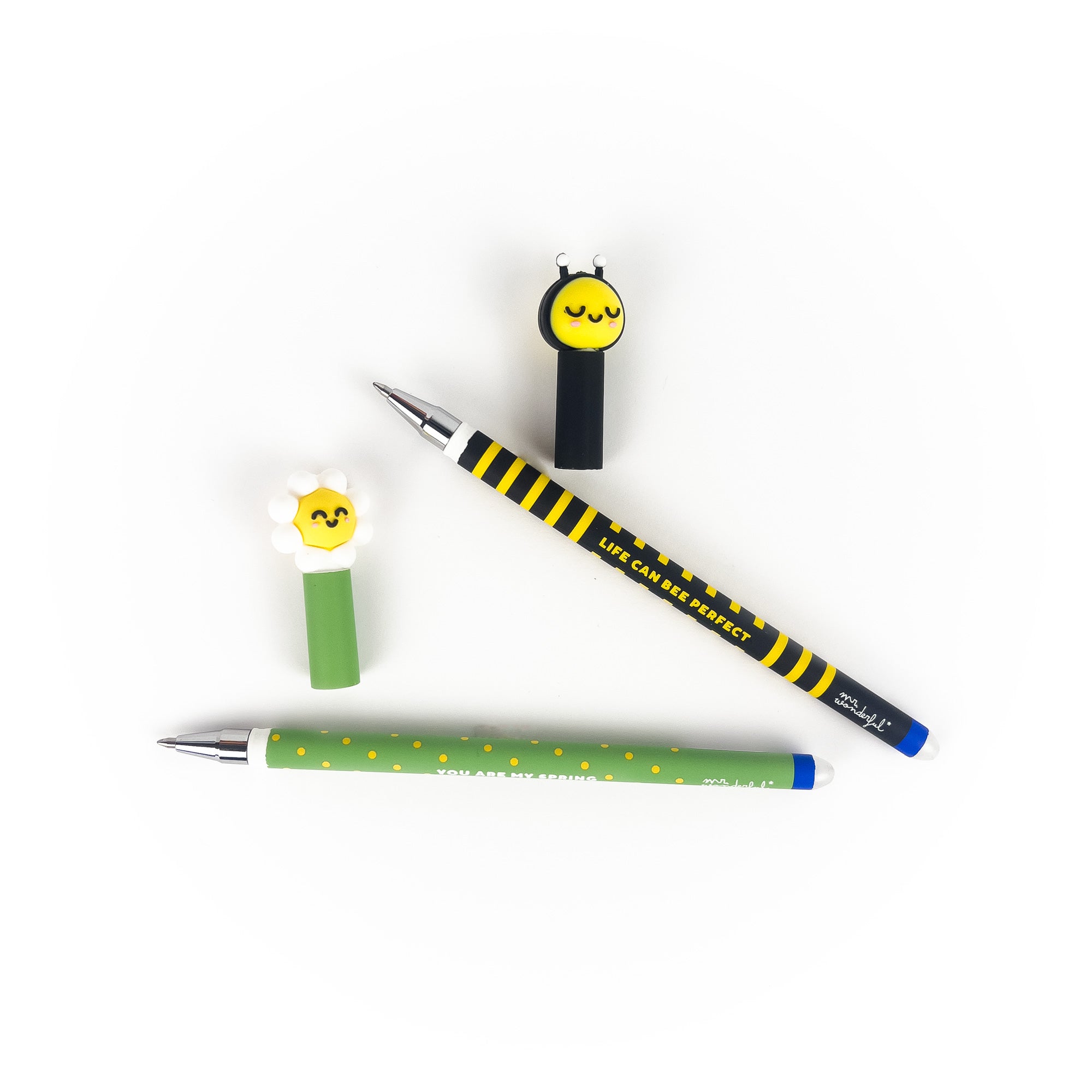 Set of 2 erasable Bo-Bo pens + 2 ink refills - Bee and Daisy