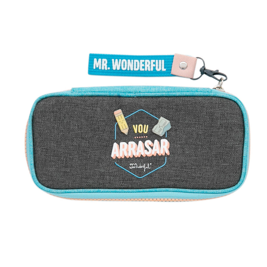 Estojo escolar com mensagem em português Mr. Wonderful - Vou arrasar