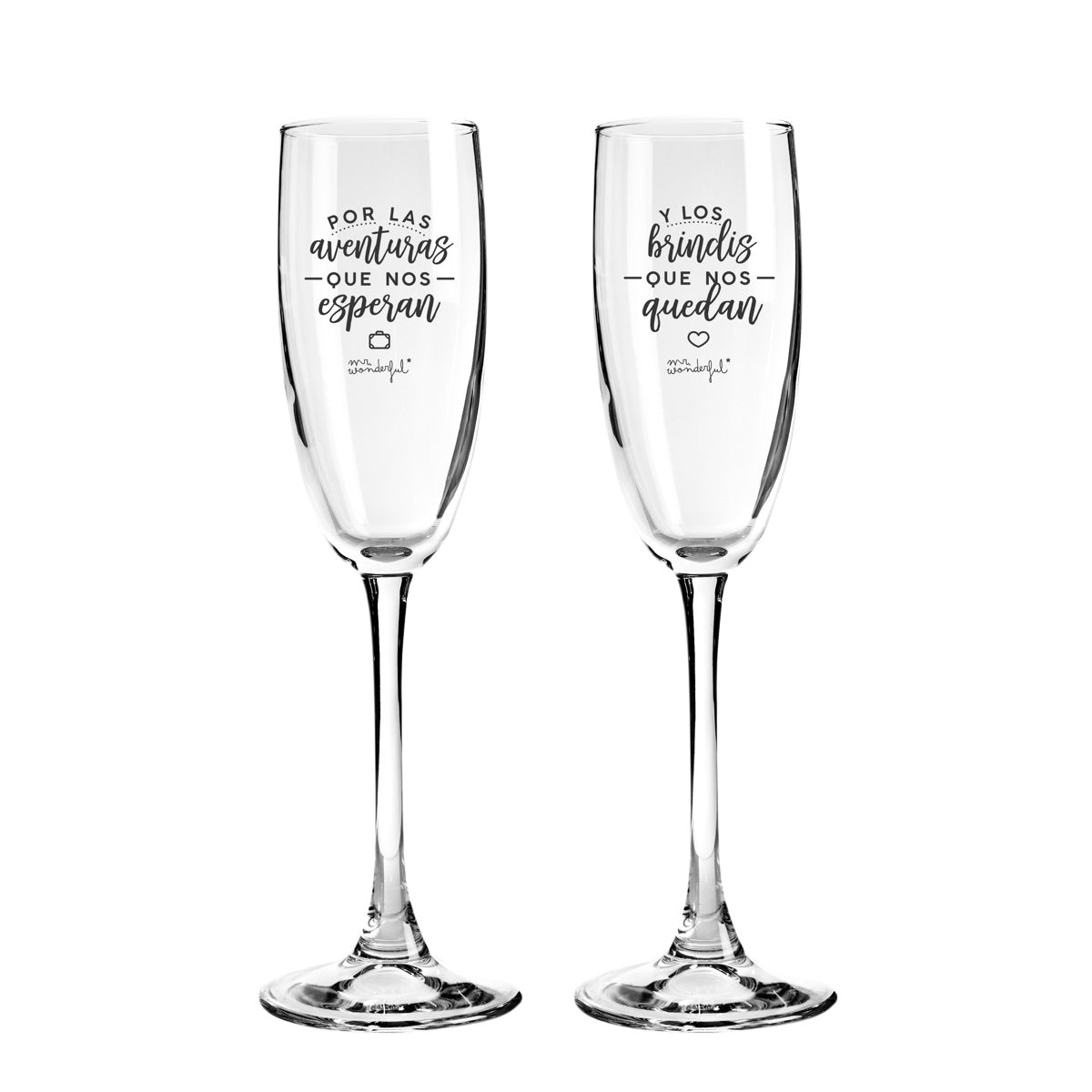 Copas de champán para bodas con mensaje Mr. Wonderful