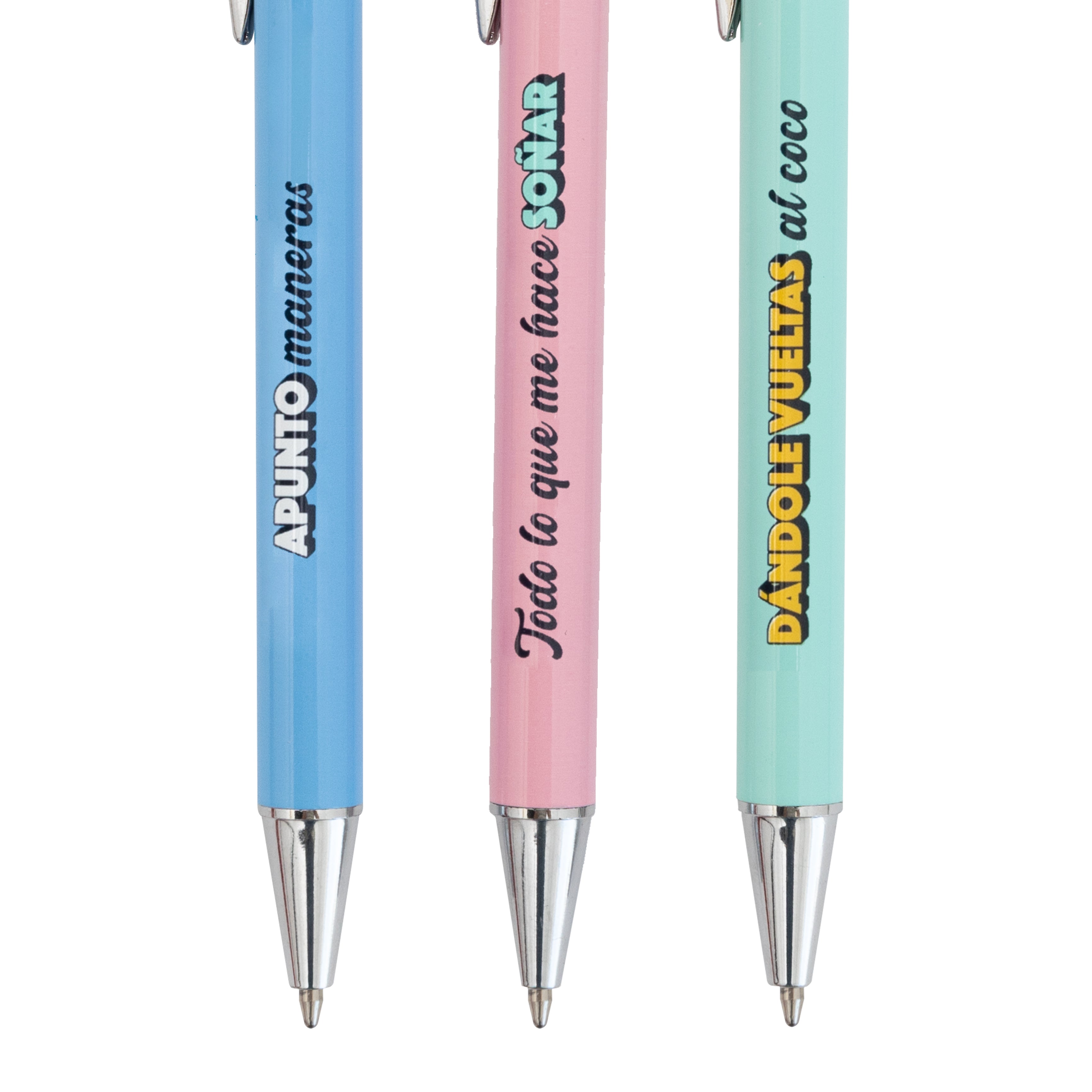 Set de 3 bolis para apuntar alto y cumplir sueños.