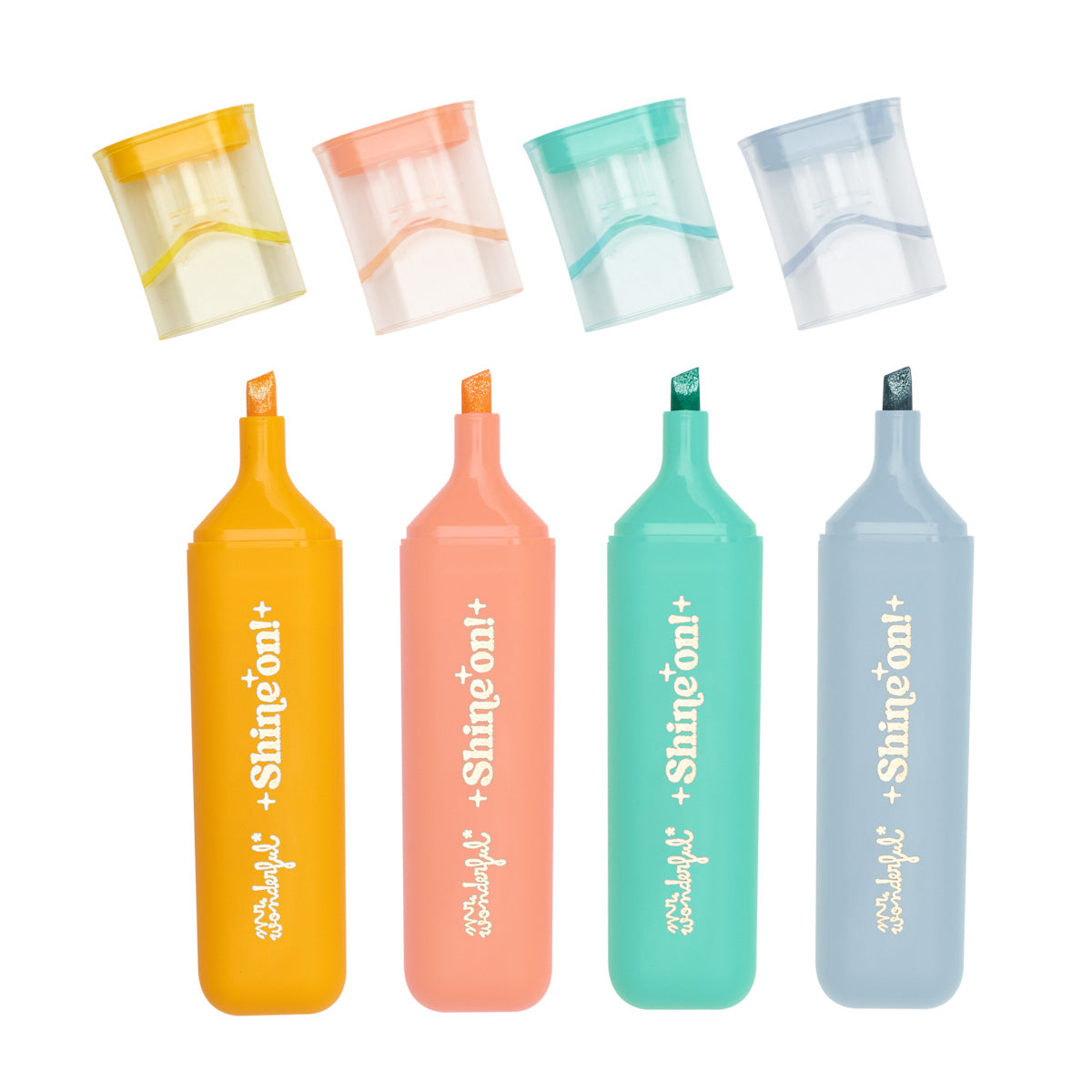Set of 4 highlighters with glittery ink - Shine on!.