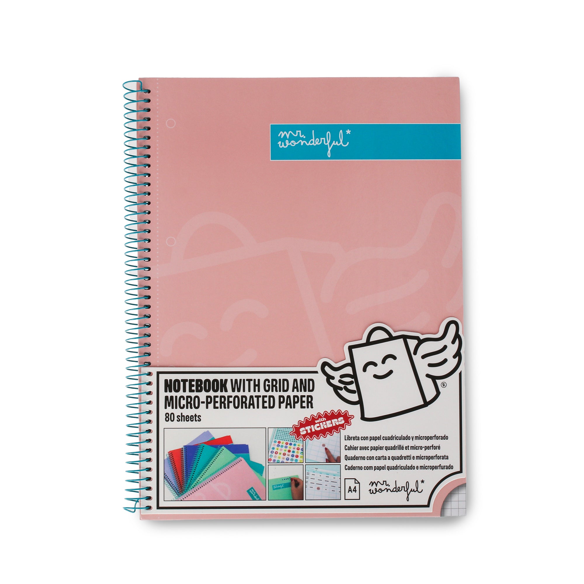 Libreta A4 Rosa 80 sheets - Grid paper and micro-perforated