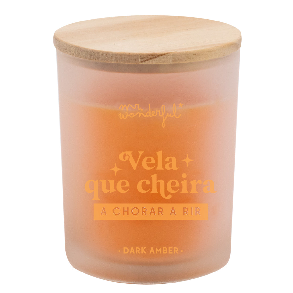 Vela aromática com mensagem en português Mr. Wonderful que cheira a chorar de tanto rir