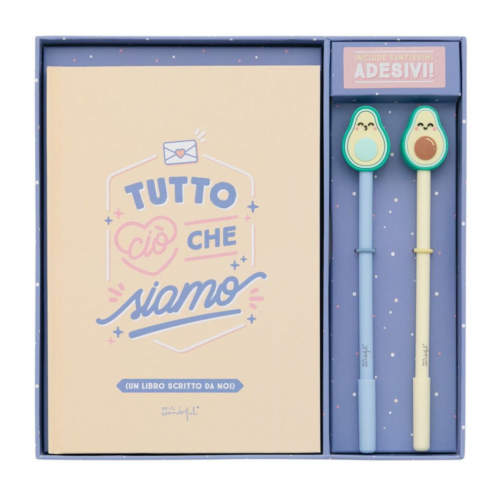 Set di libro per coppie da completare amore + 2 penne a forma di avocado Mr. Wonderful