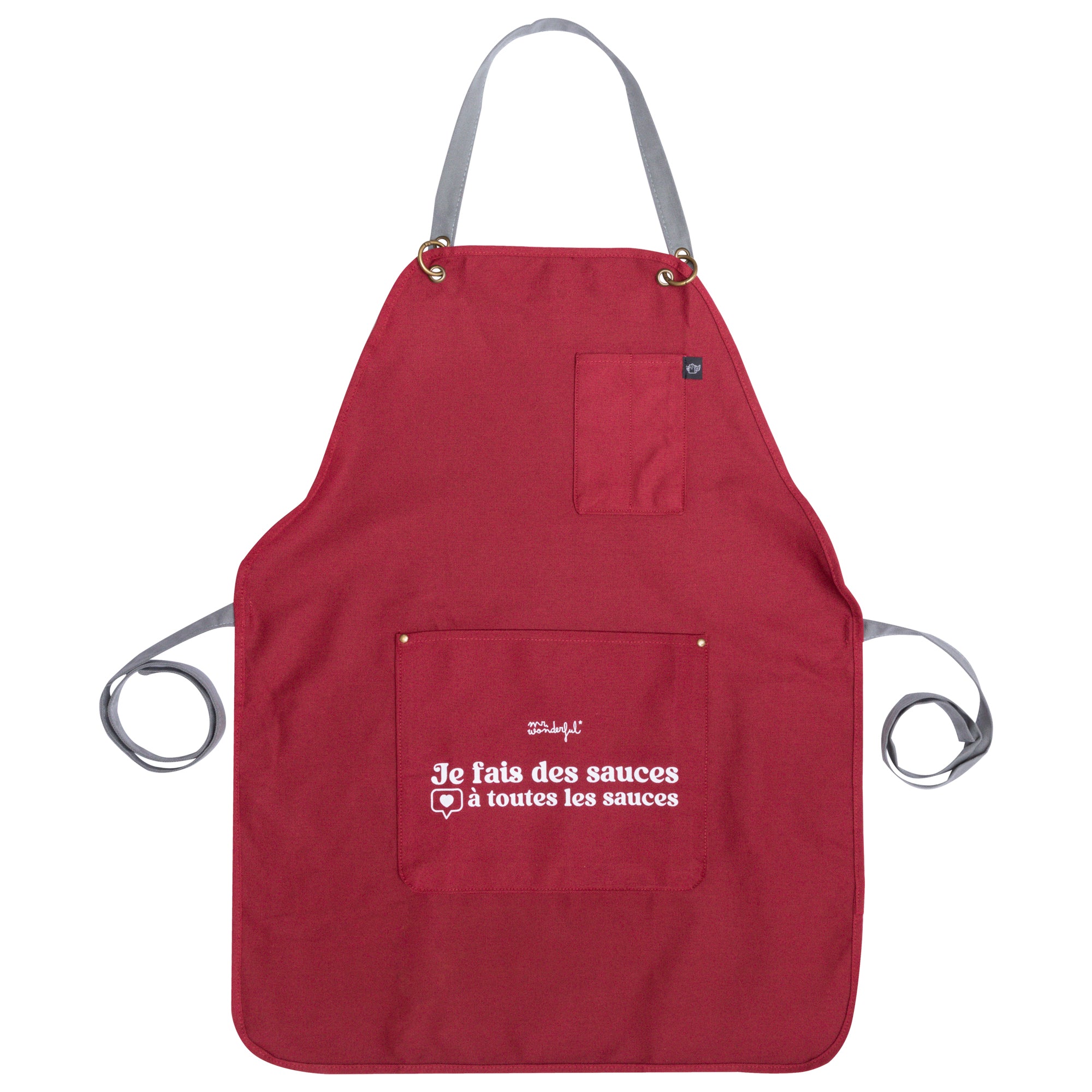 Tablier avec message en français Mr. Wonderful- Je fais des sauces à toutes les sauces