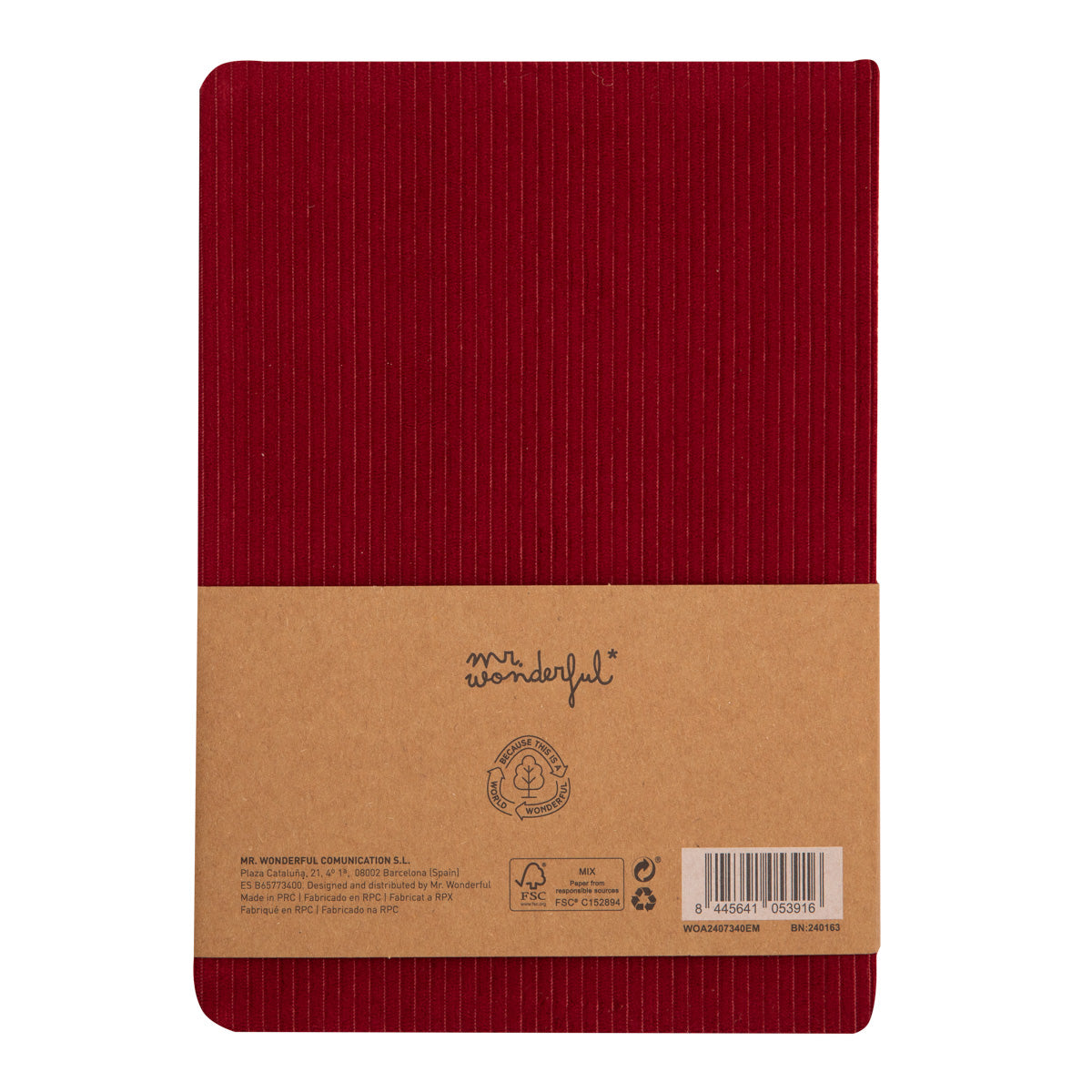 A5 notebook corduroy pink - In the middle of difficulty lies opportunity.