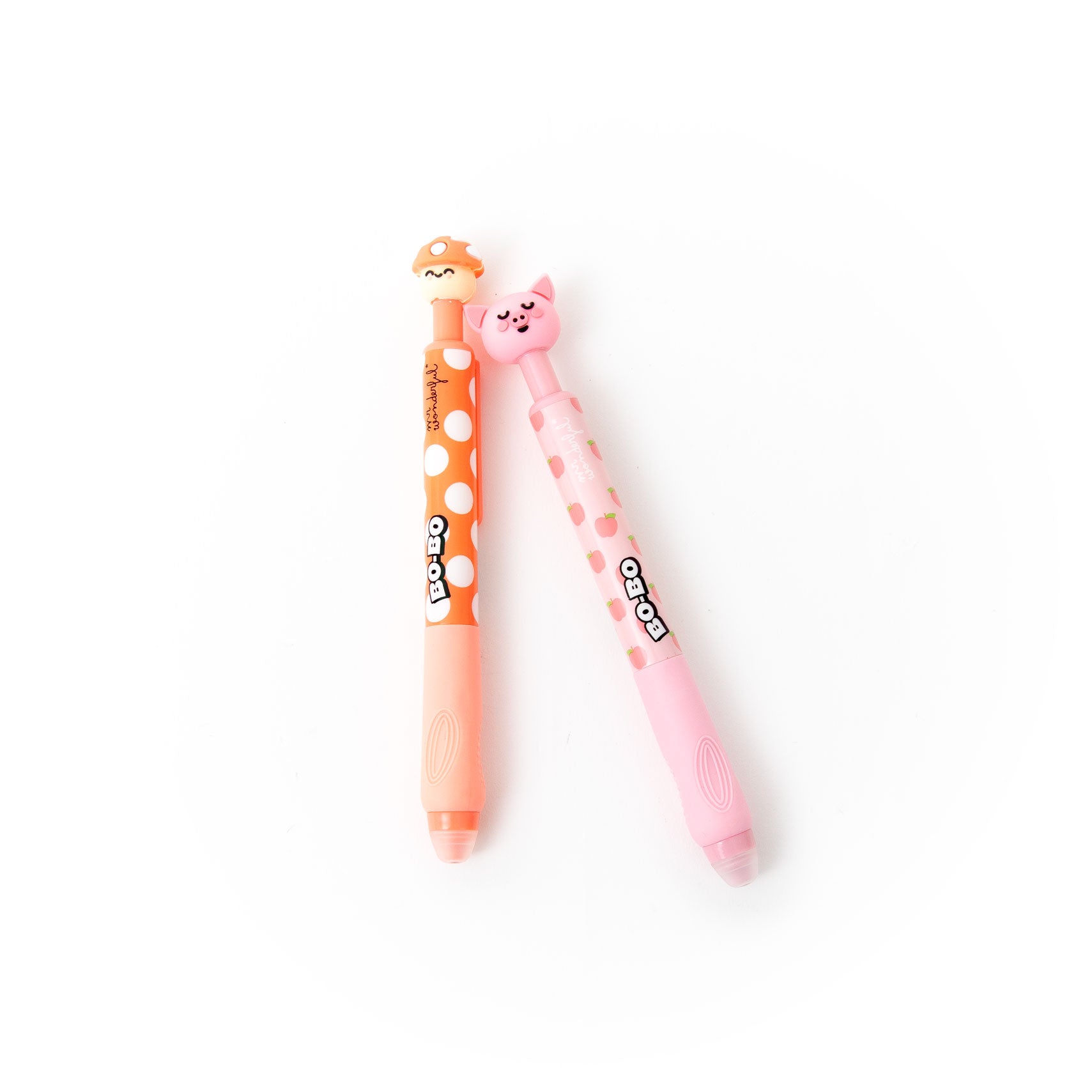 Set de 2 stylos effaçables Bo-Bo Click! - Champignon et Cochon