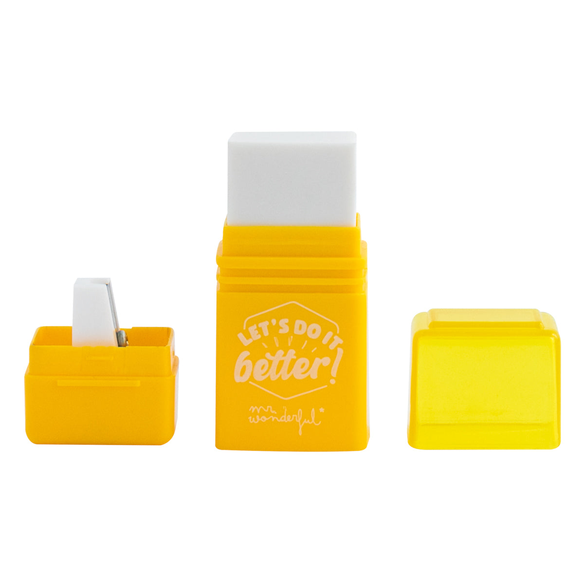 Gomme avec taille-crayon bleu - Faisons-le mieux ! 