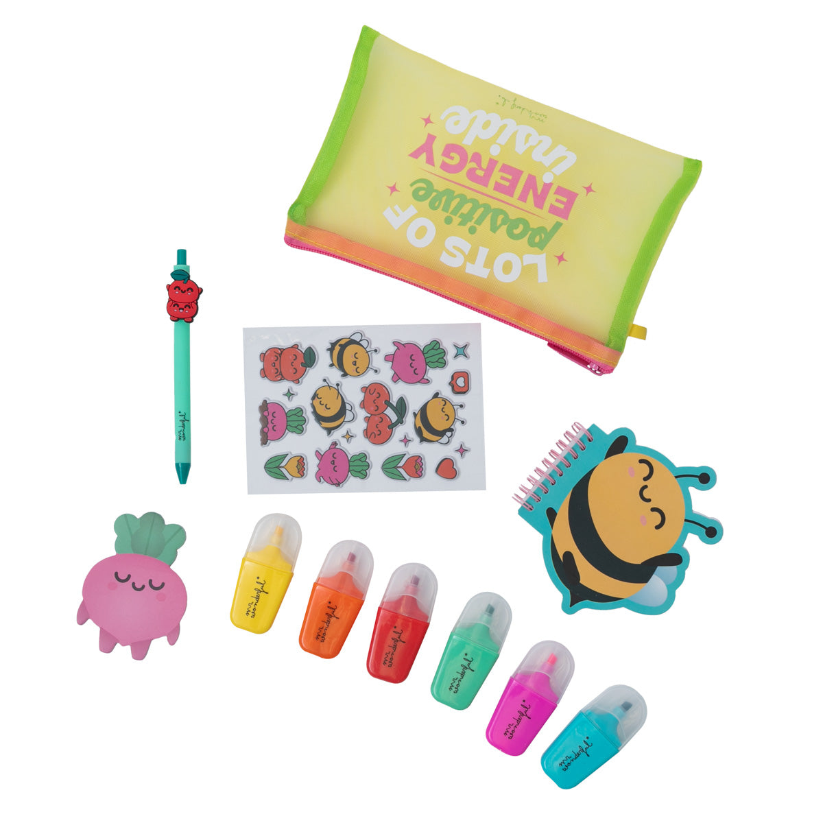 Trousse à crayons avec des extras betterave, abeille et cerises - Beaucoup d'énergie positive à l'intérieur 