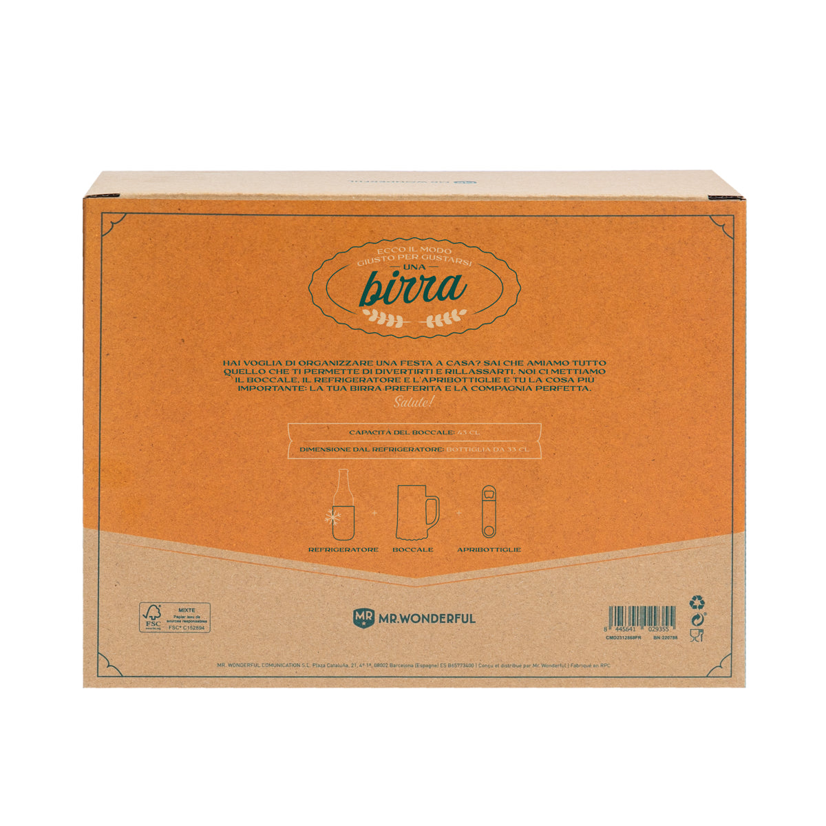 Set con boccale + refrigeratore + apribottiglie per gustare una birra fresca al meglio