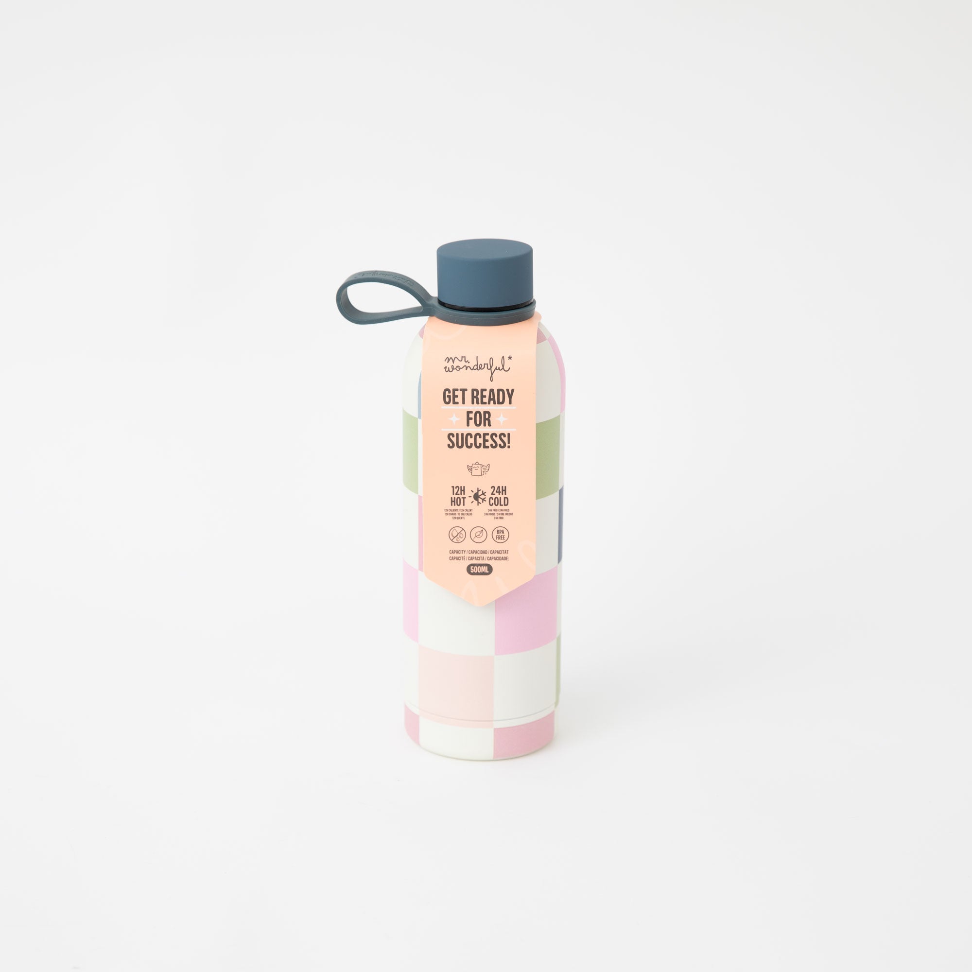 Garrafa térmica 500ml - Estampa xadrez