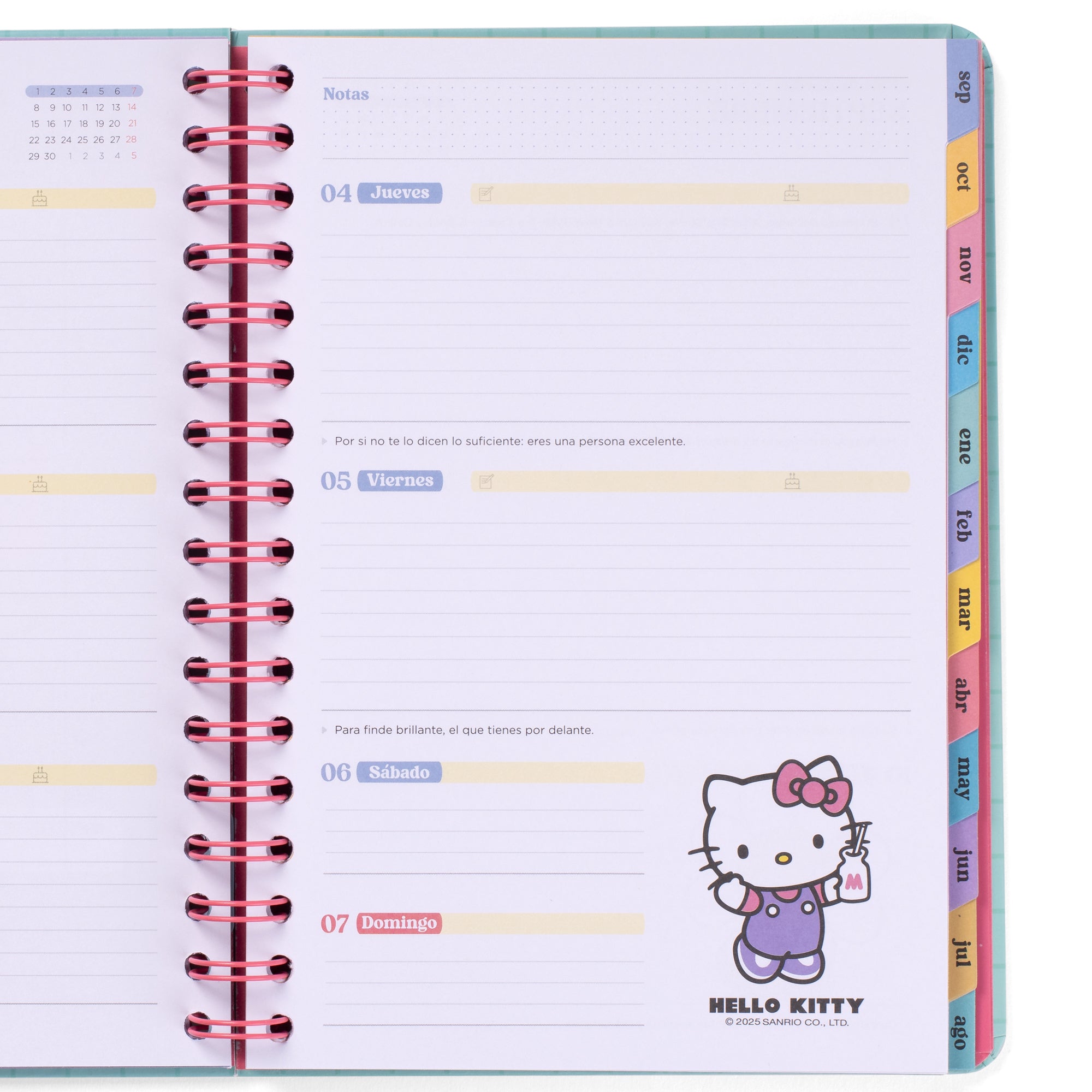 Agenda 2025-26 Hello Kitty x Mr. Wonderful - Nunca te olvides de sonreír