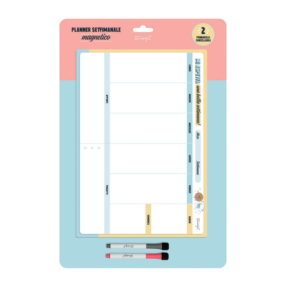 Planner settimanale magnetico e cancellabile - Mi aspetta una bella settimana!