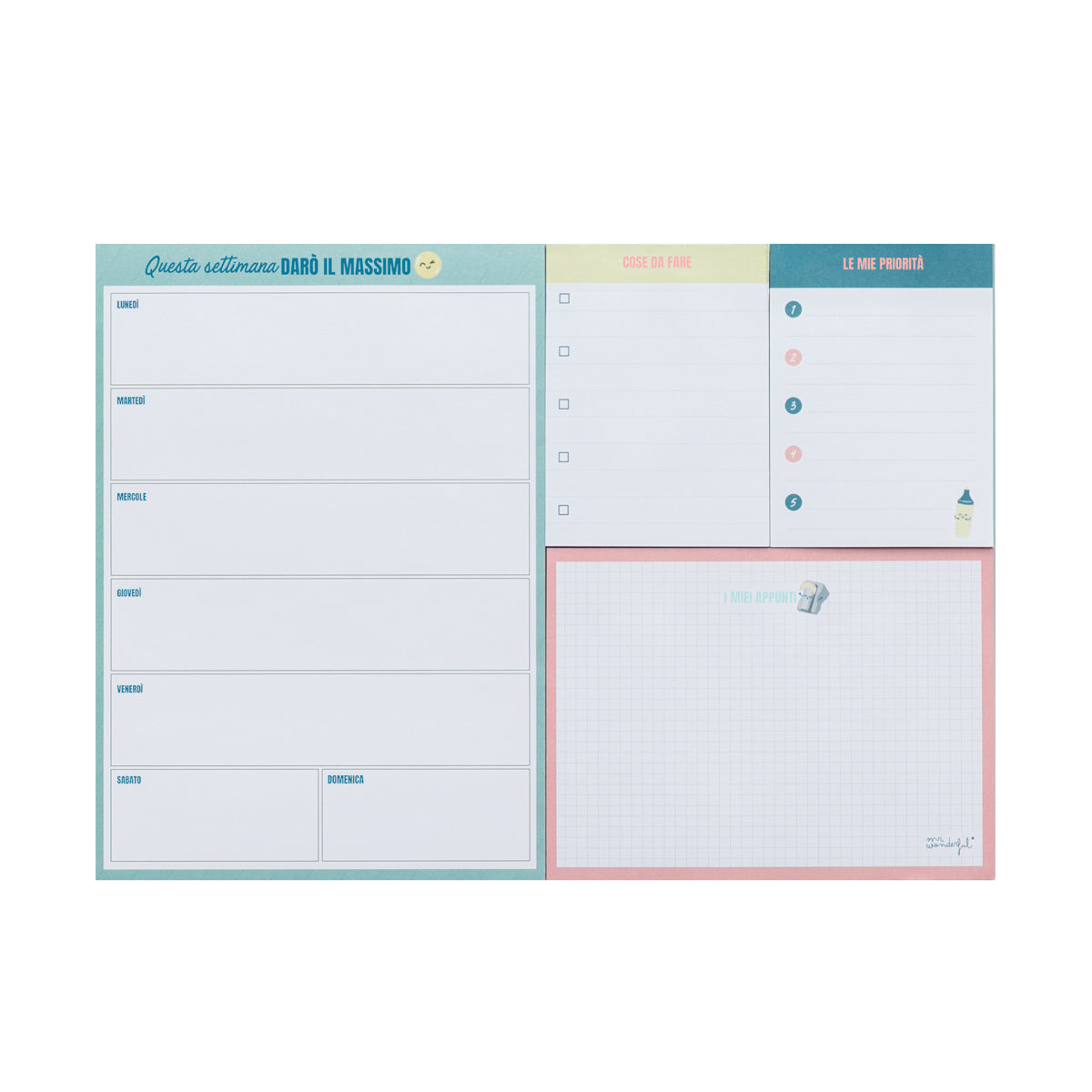 Planner settimanale con note adesive - Questa settimana darò il massimo