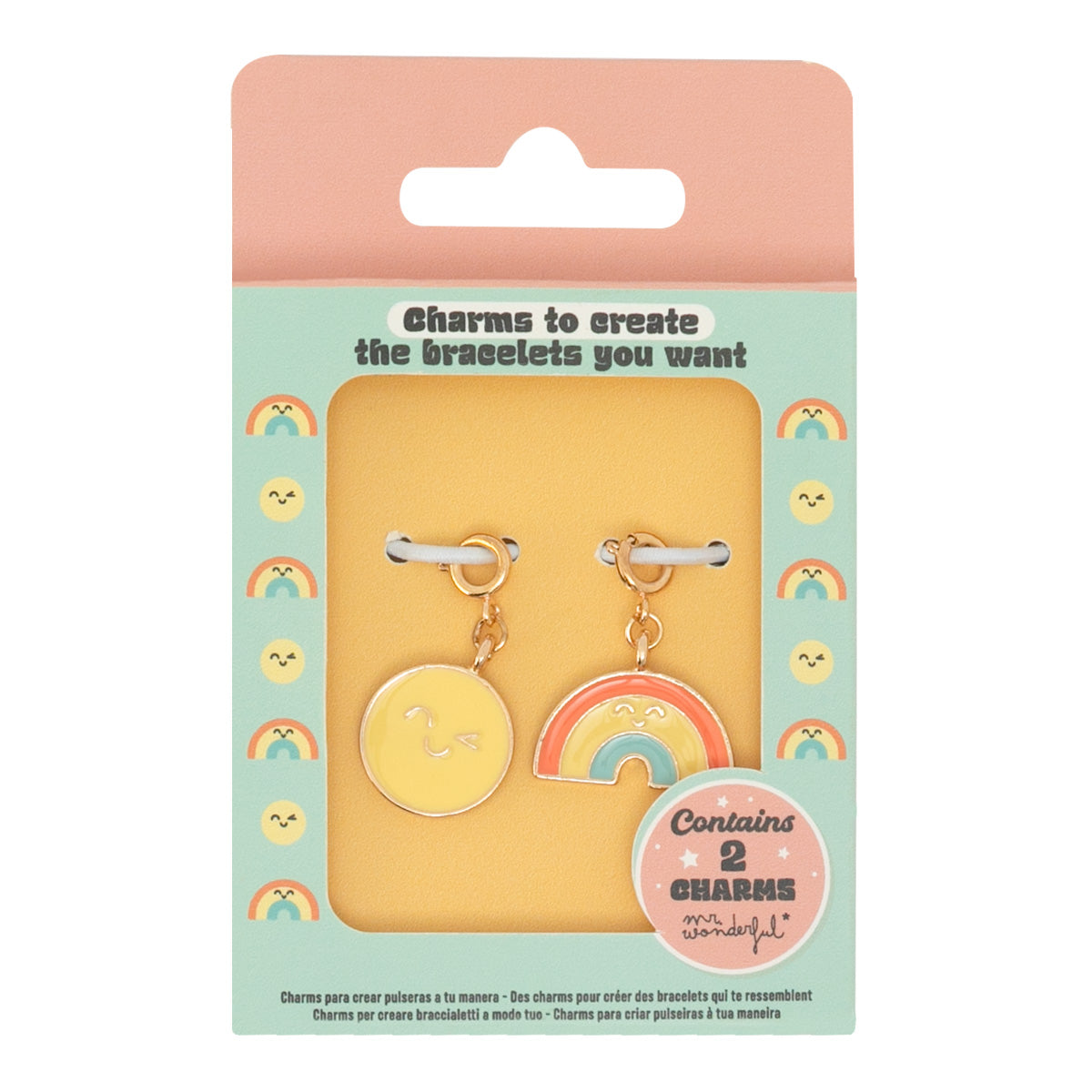 Set de 2 charms para decorar la pulsera - Arcoíris y sonrisa