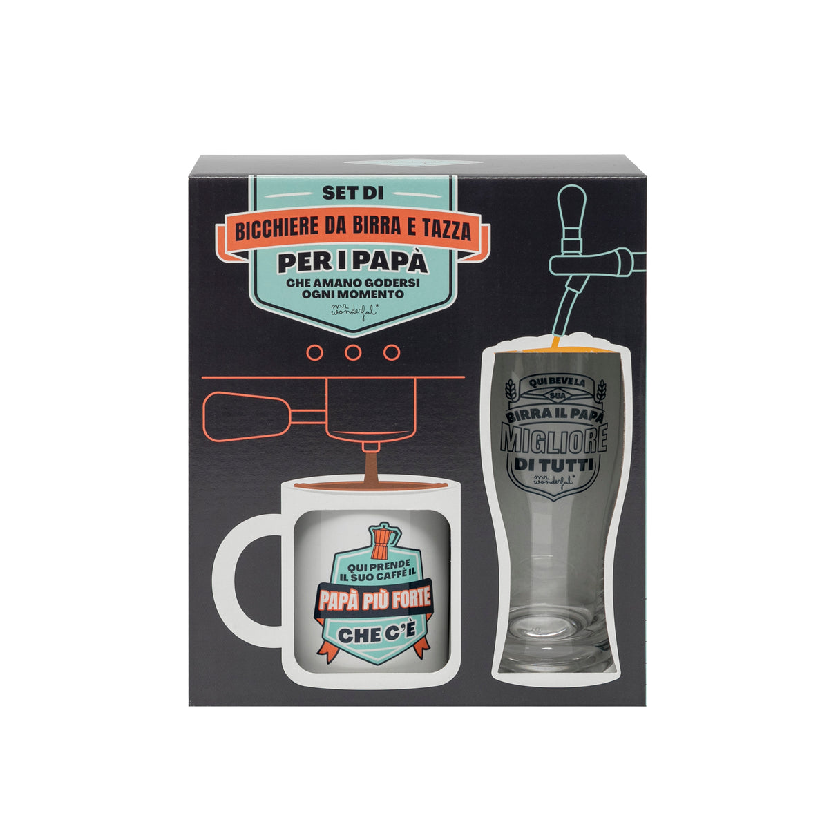 Set di bicchiere da birra e tazza per i papà che amano godersi ogni momento