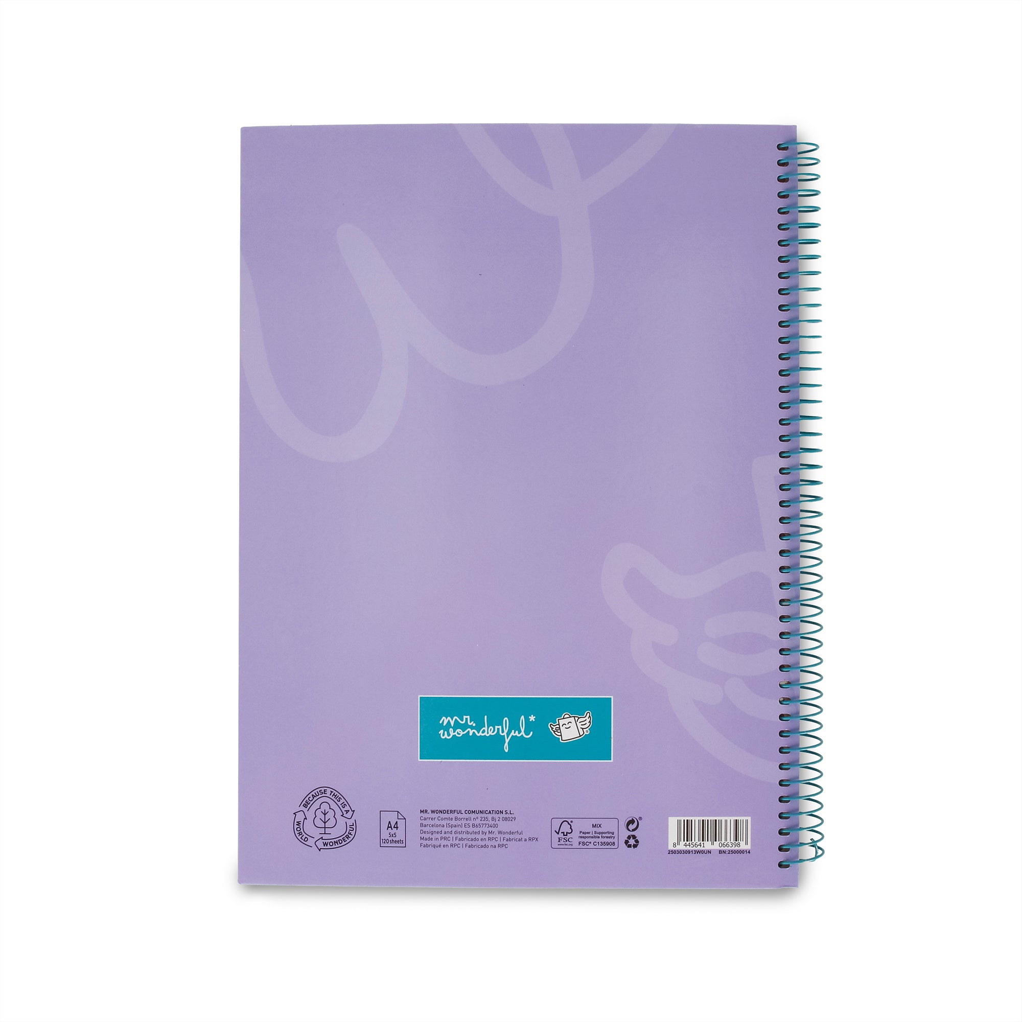 Libreta A4 lila 120 hojas - Cuadriculada y microperforada