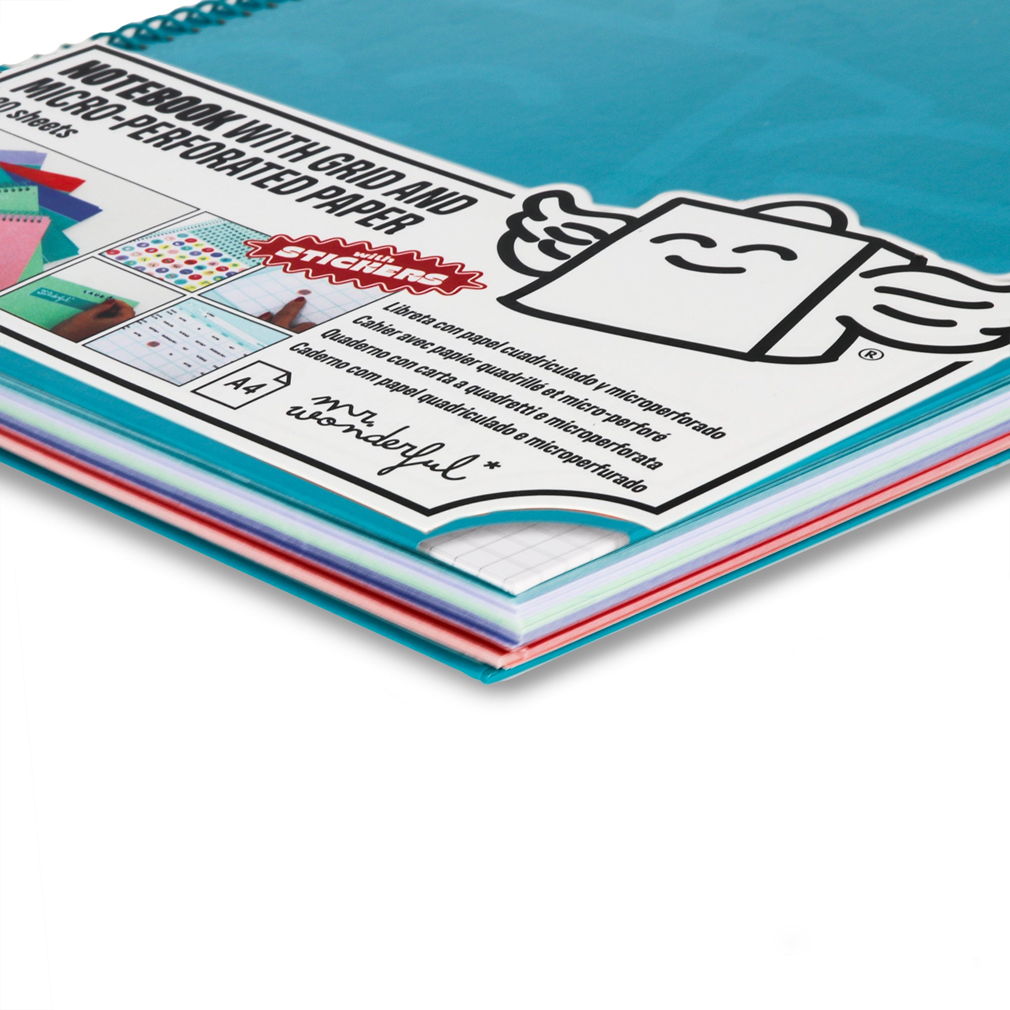 Libreta A4 turquesa 120 hojas - Cuadriculada y microperforada