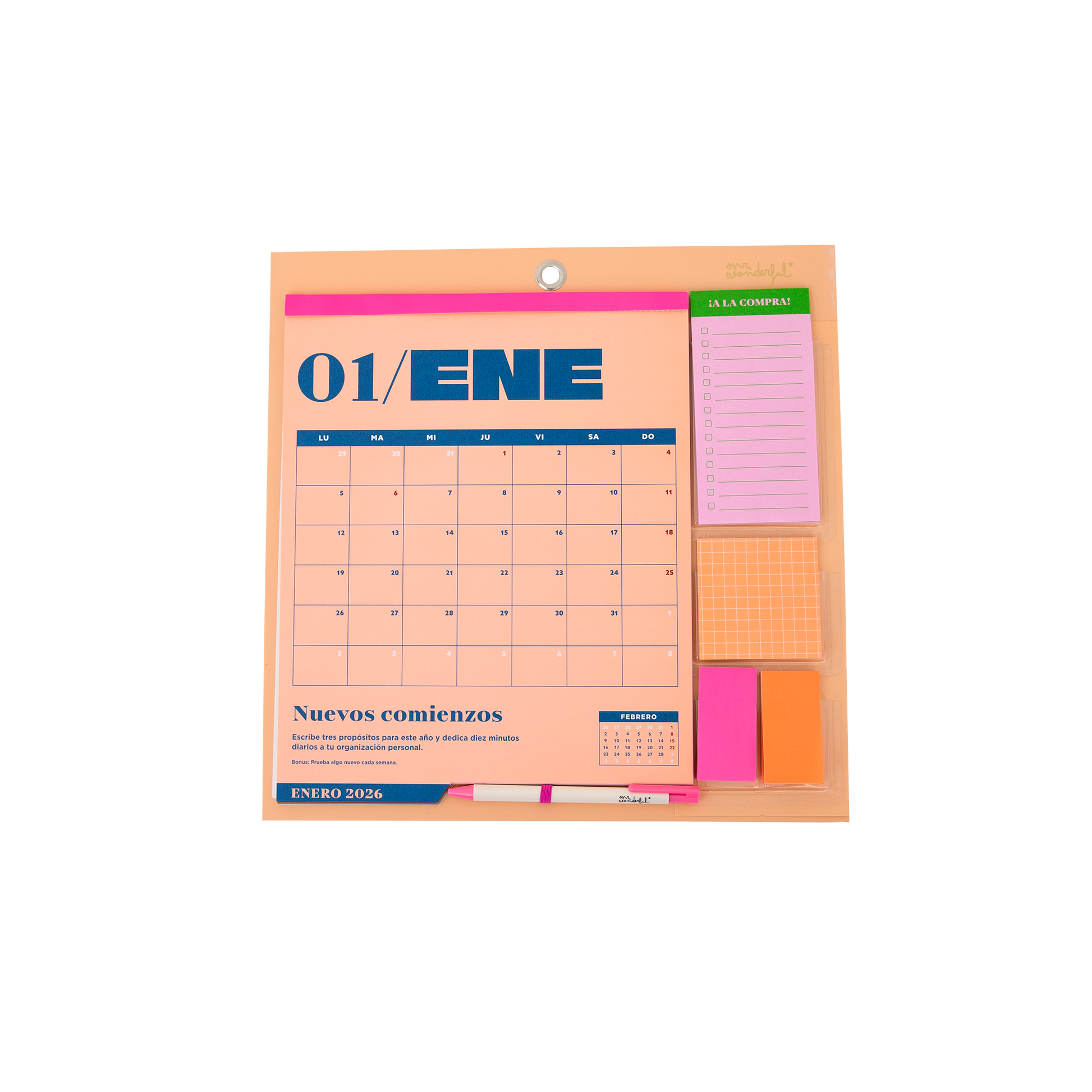 Calendario de pared magnético 2026 de Mr. Wonderful con retos mensuales