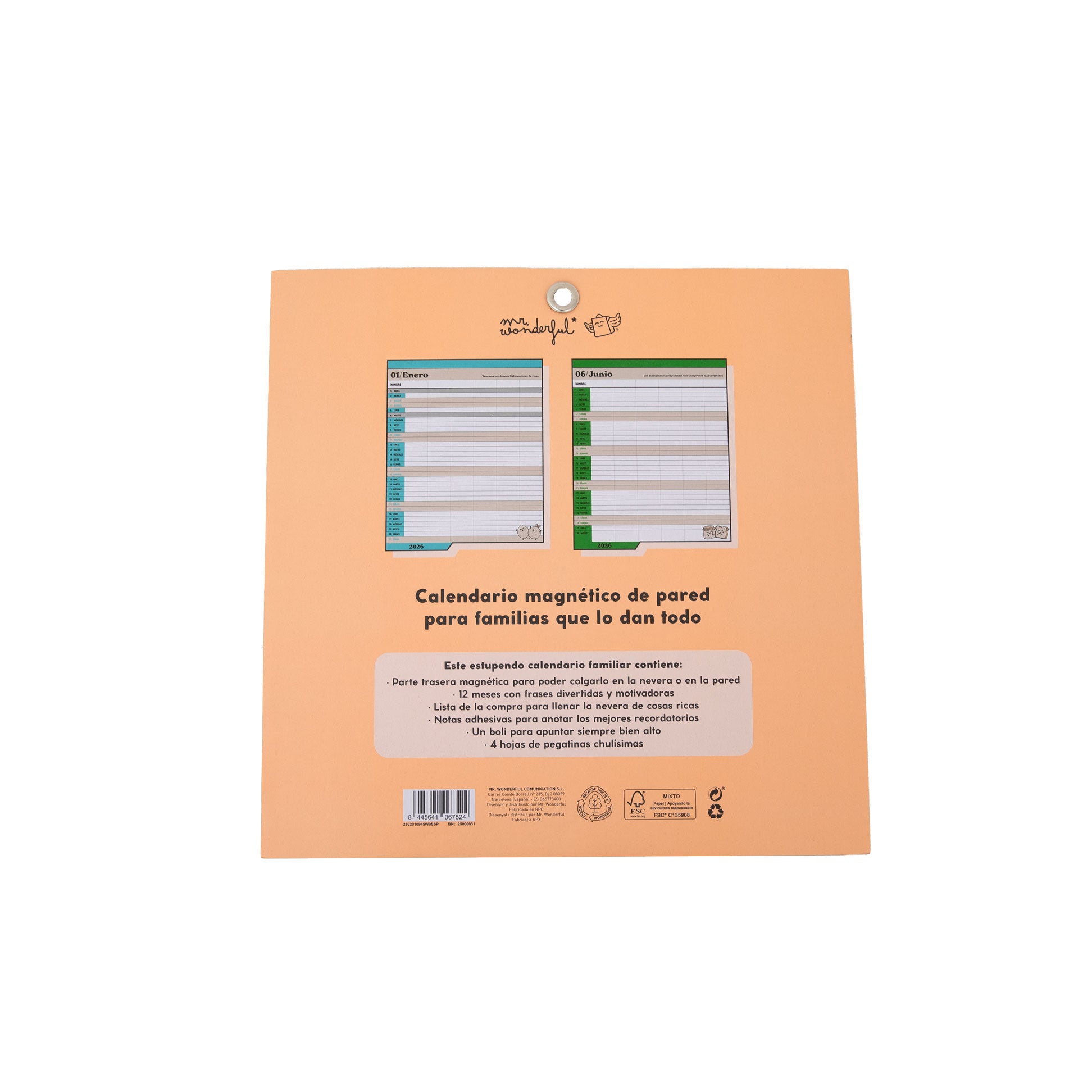 Calendario de pared magnético familiar 2026 - La mejor versión de nosotros