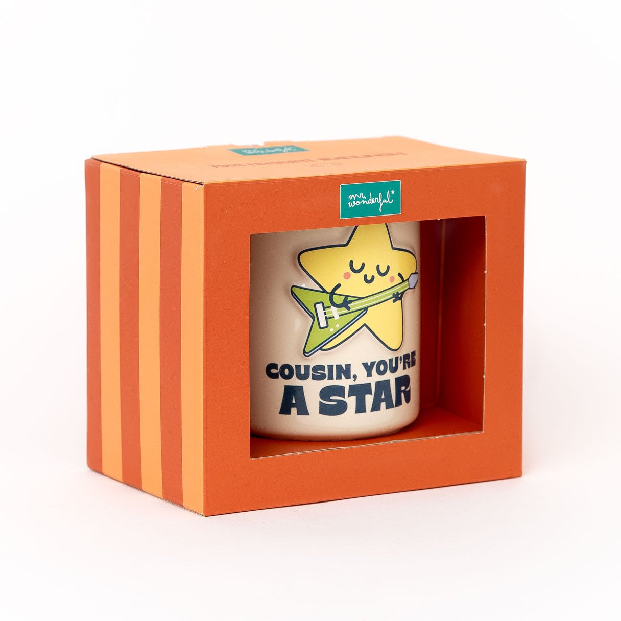 Taza bonita en inglés para regalar a primos y primas de Mr. Wonderful