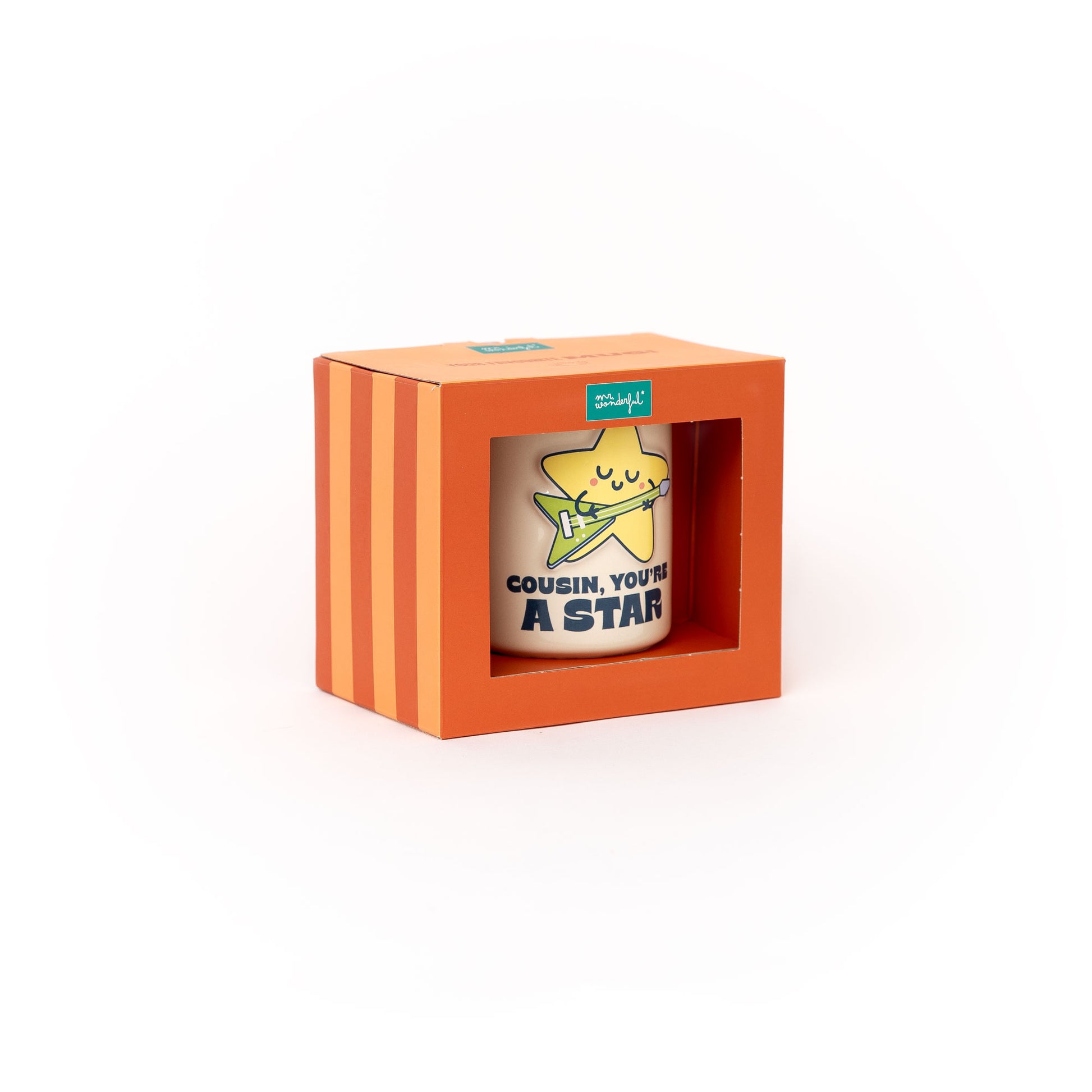 Taza bonita en inglés para regalar a primos y primas de Mr. Wonderful