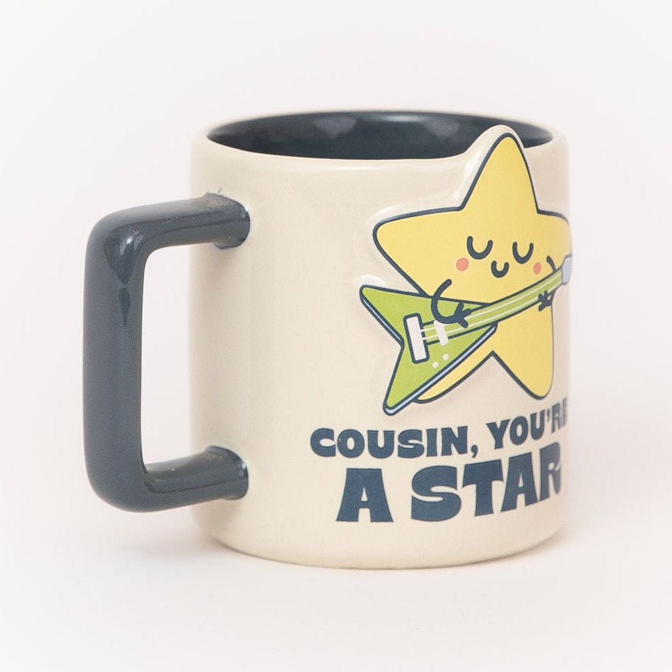 Taza en inglés con diseño de estrella de Mr. Wonderful para regalar a primos y primas