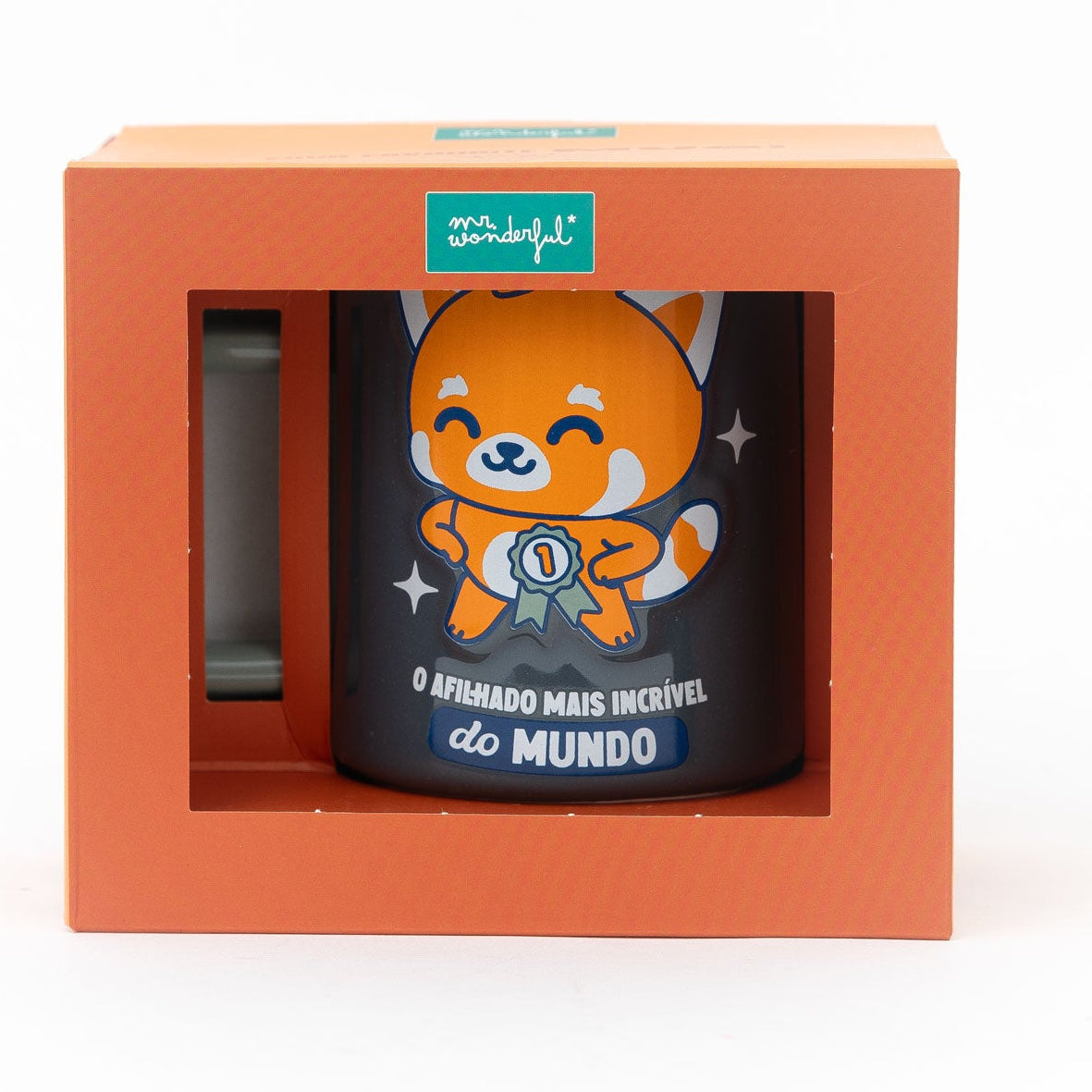 Caneca com desenho 3D e mensagem para regalar a afilhados da Mr. Wonderful