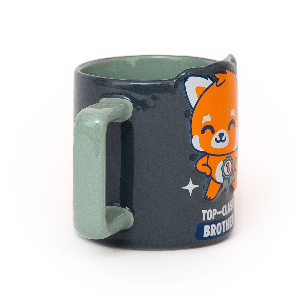 Taza para regalar a hermanos con frase de Mr. Wonderful en inglés y diseño de panda rojo 3D Top-class brother