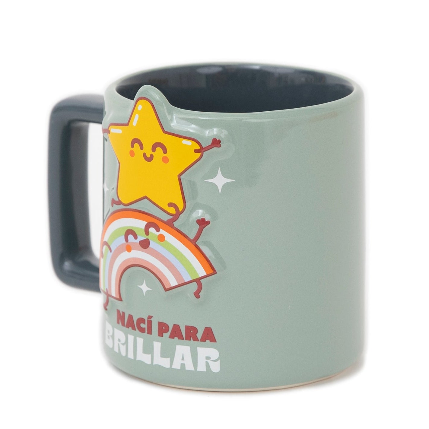 Taza 3D estrella y arcoíris - Nací para brillar