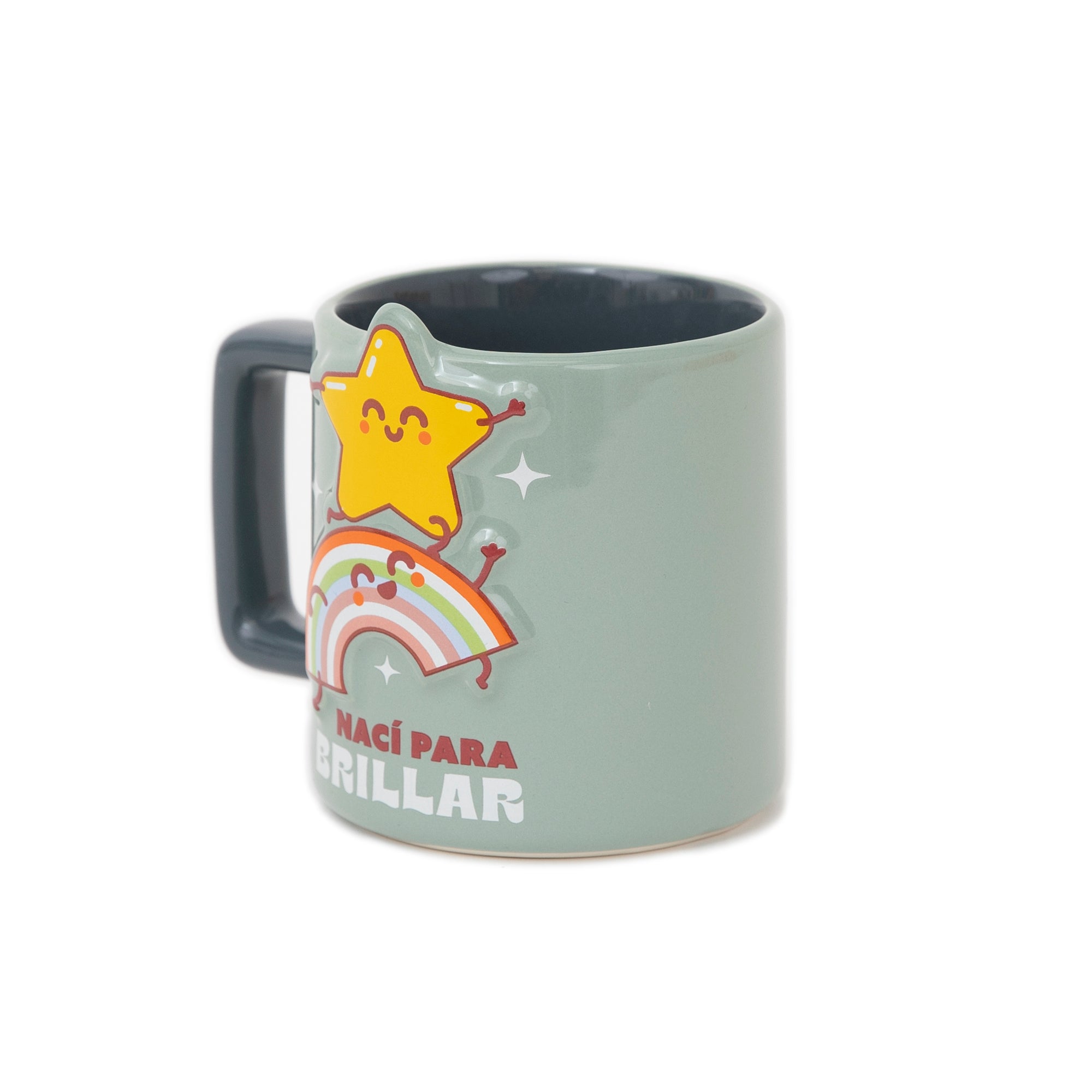 Taza 3D estrella y arcoíris - Nací para brillar