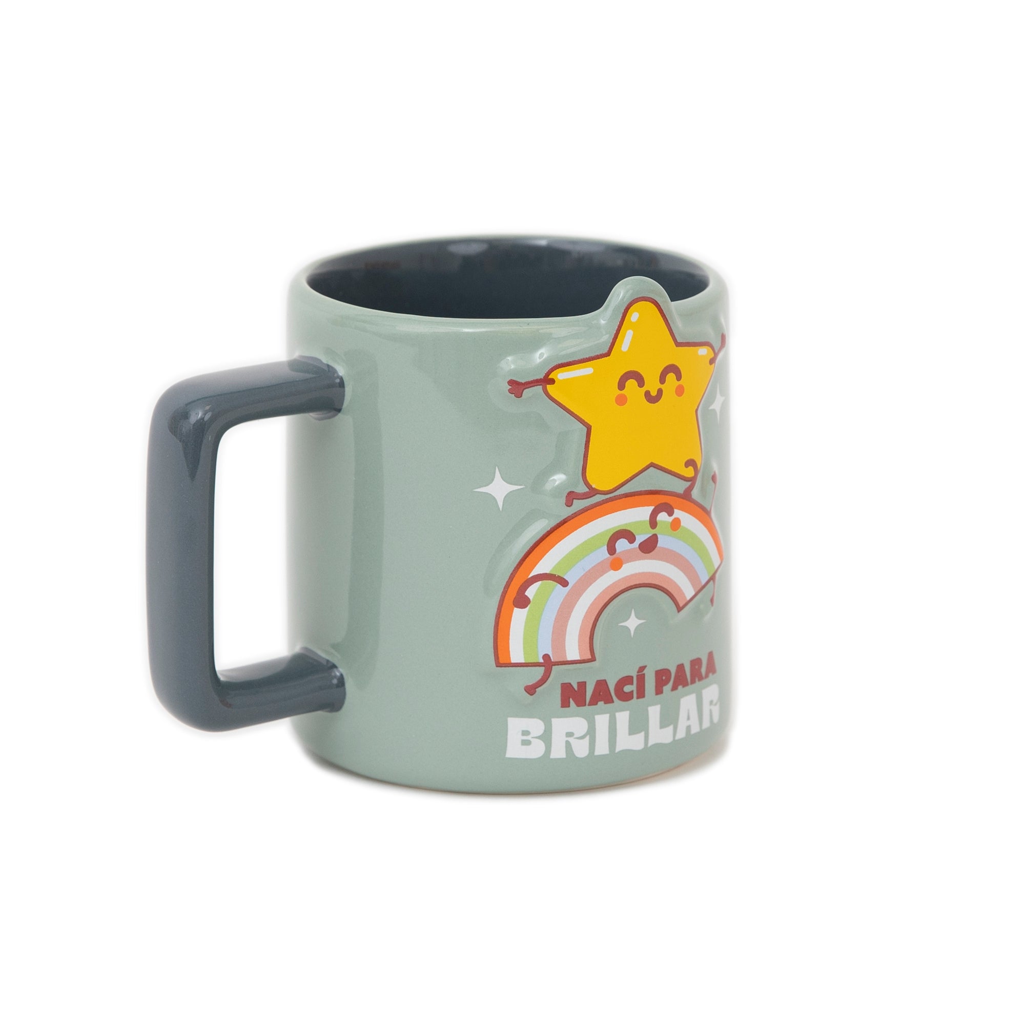 Taza 3D estrella y arcoíris - Nací para brillar