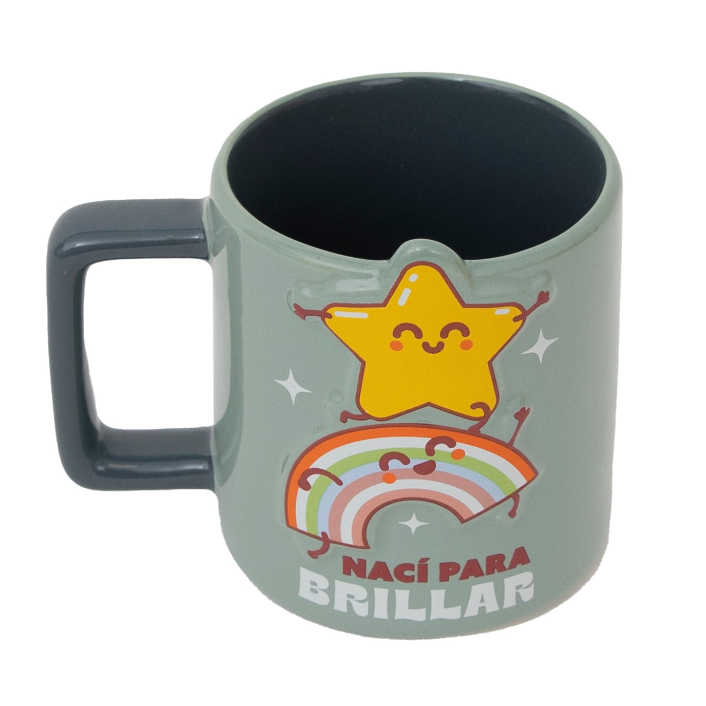 Taza 3D estrella y arcoíris - Nací para brillar
