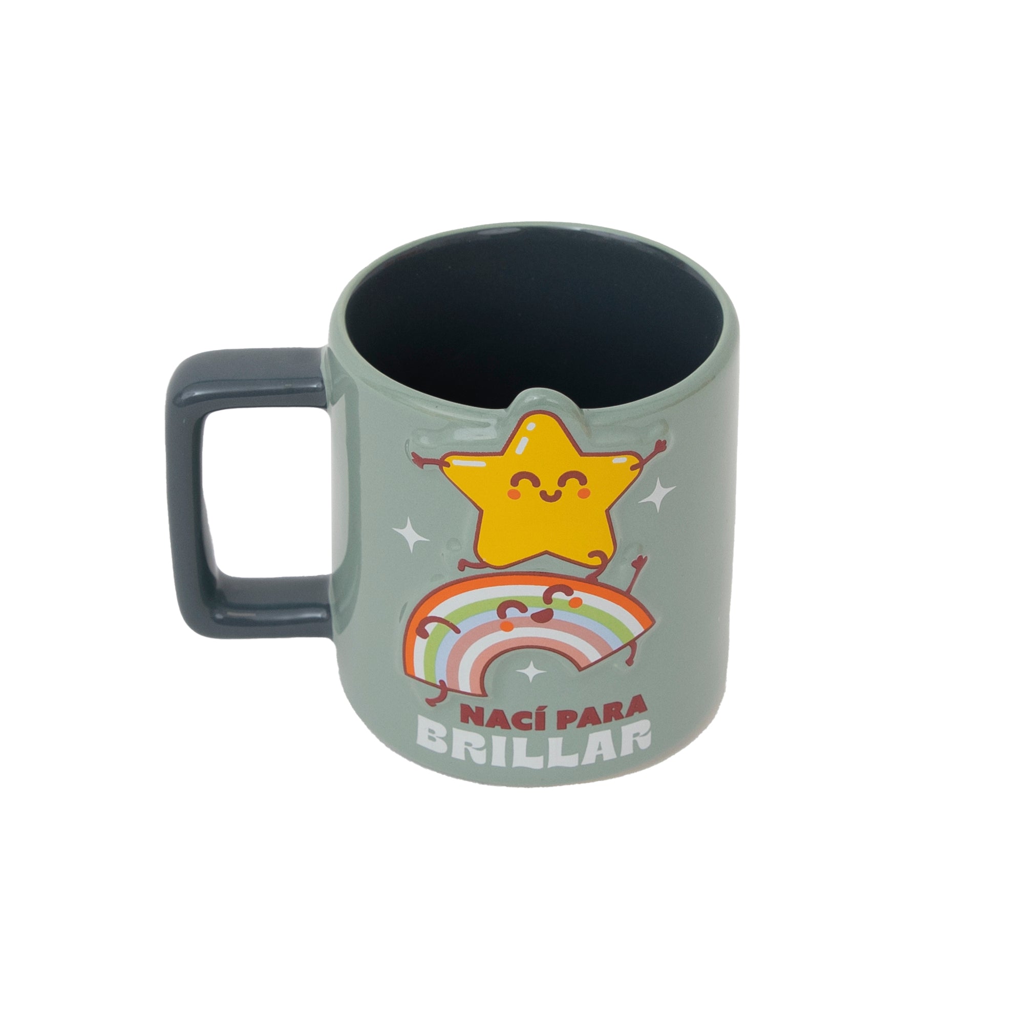 Taza 3D estrella y arcoíris - Nací para brillar