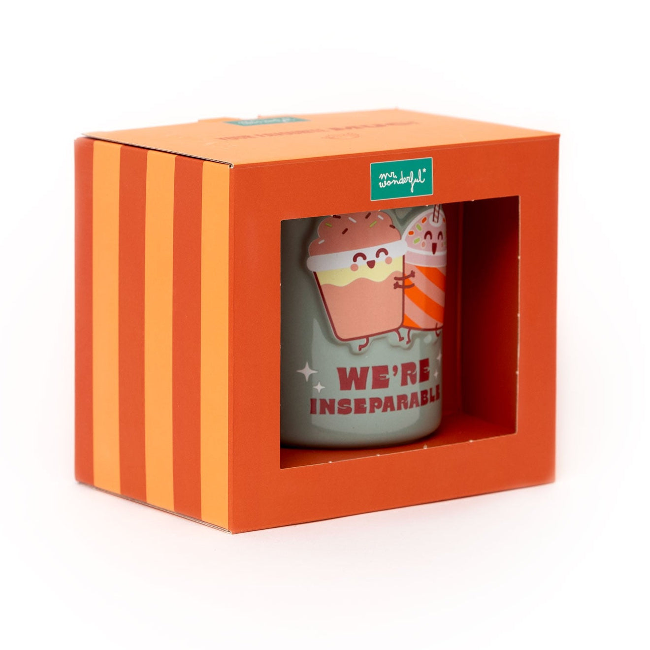 Taza Mr. Wonderful original con batidos y mensaje en inglés